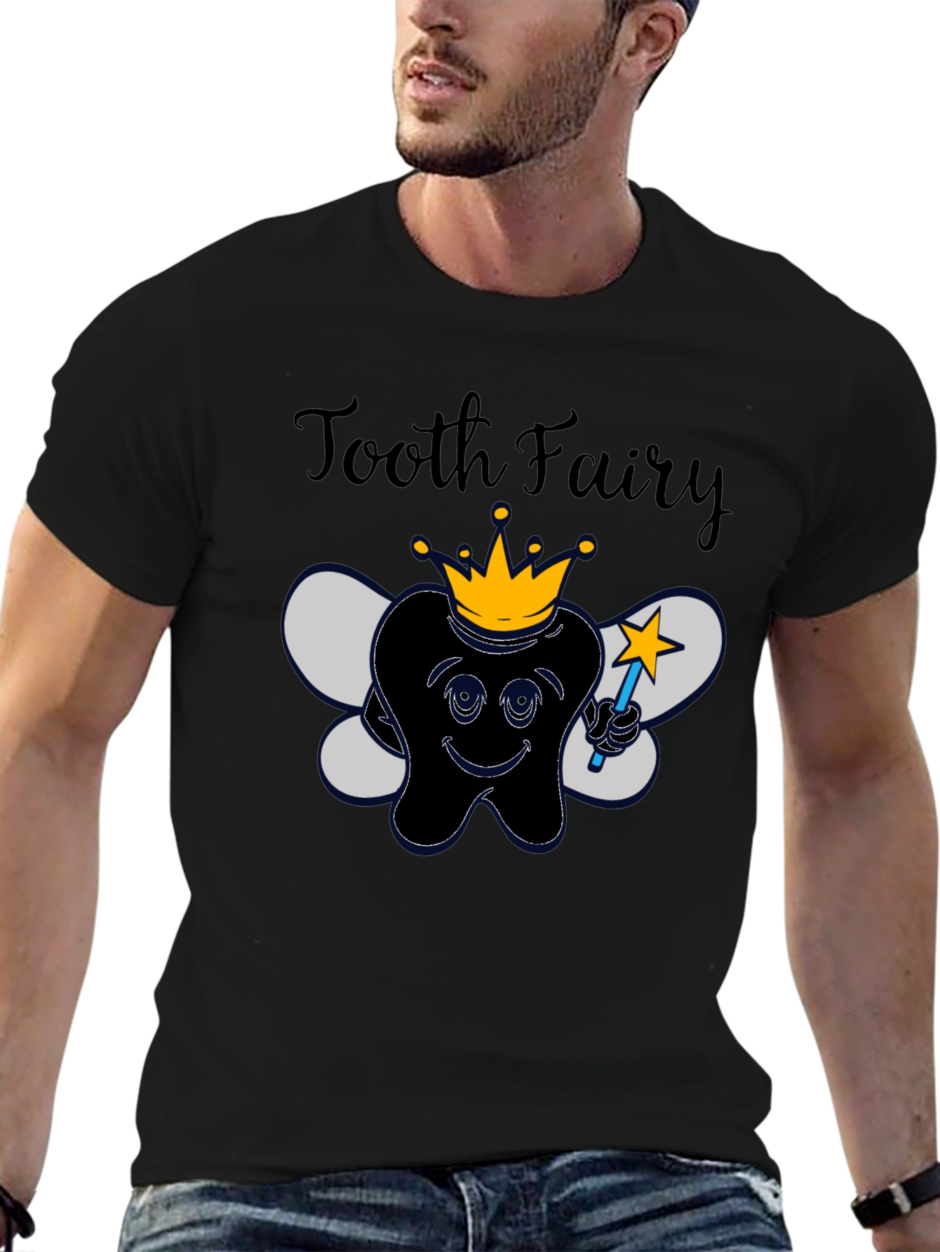 Black Tooth Fairy Graphic Tee - Black Novelty T-Shirt view 6