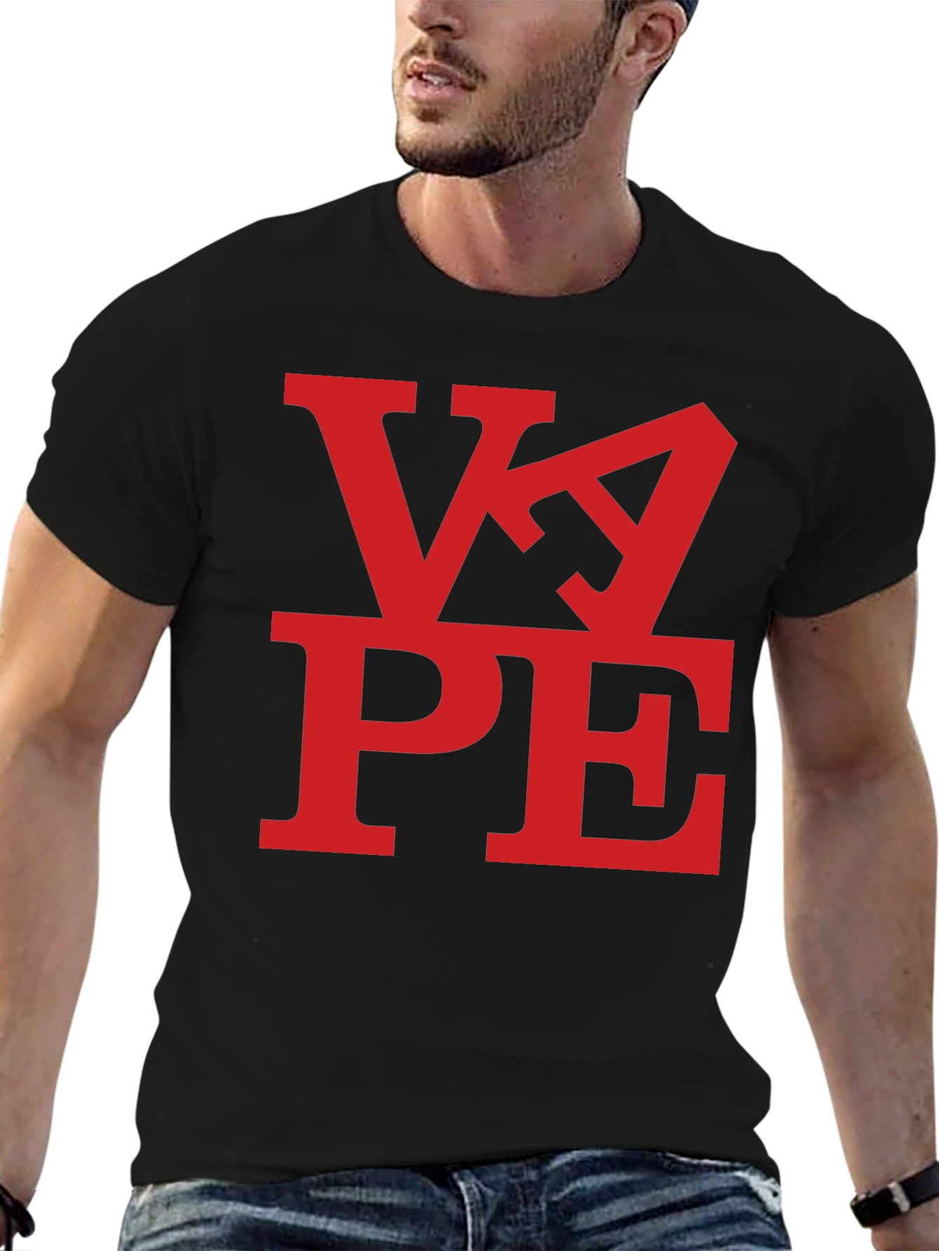 Black VAPE Red Graphic Print Black T-Shirt view 6