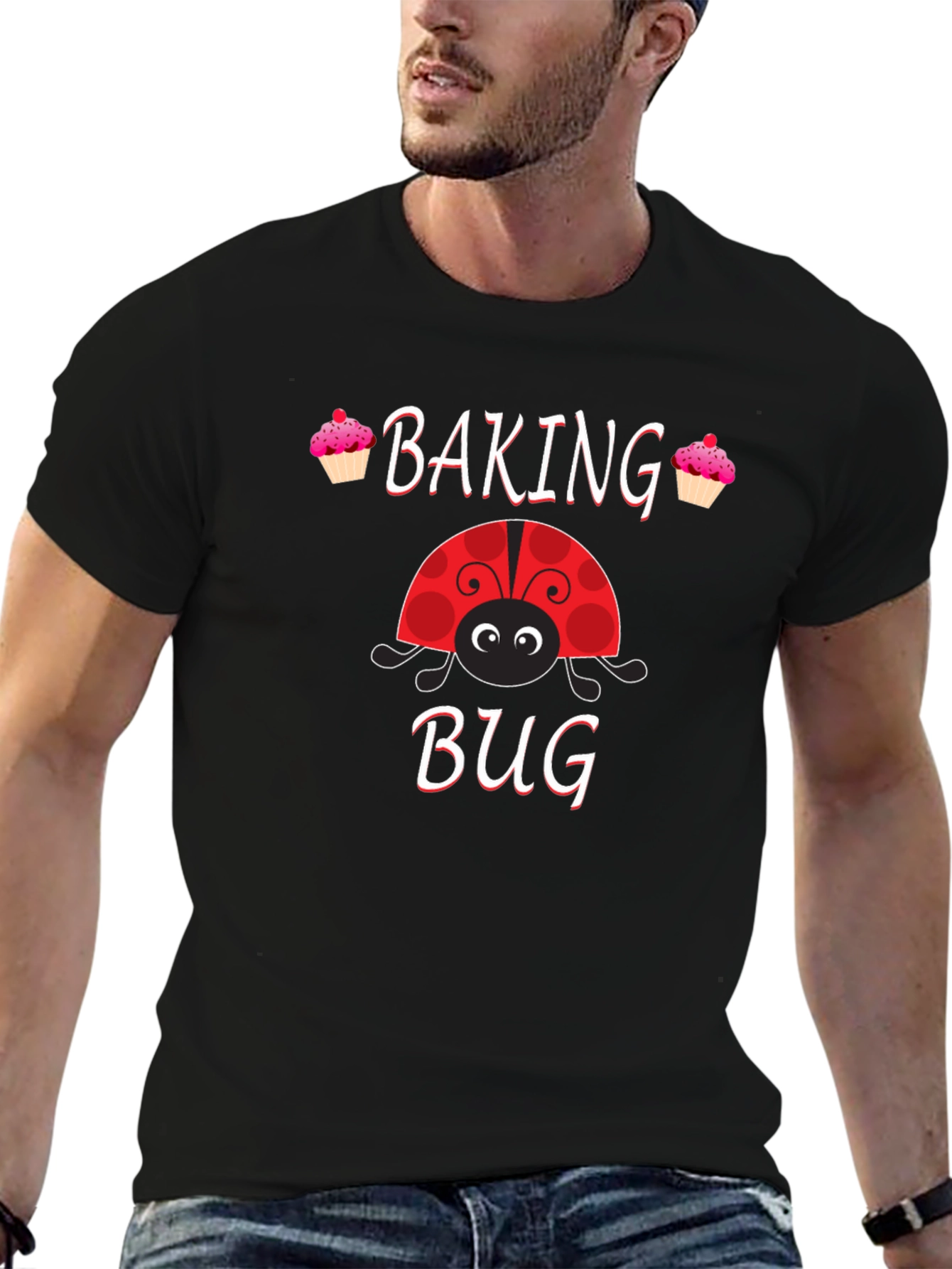 Black Baking Bug T-Shirt - Cute Ladybug Baker Tee view 6
