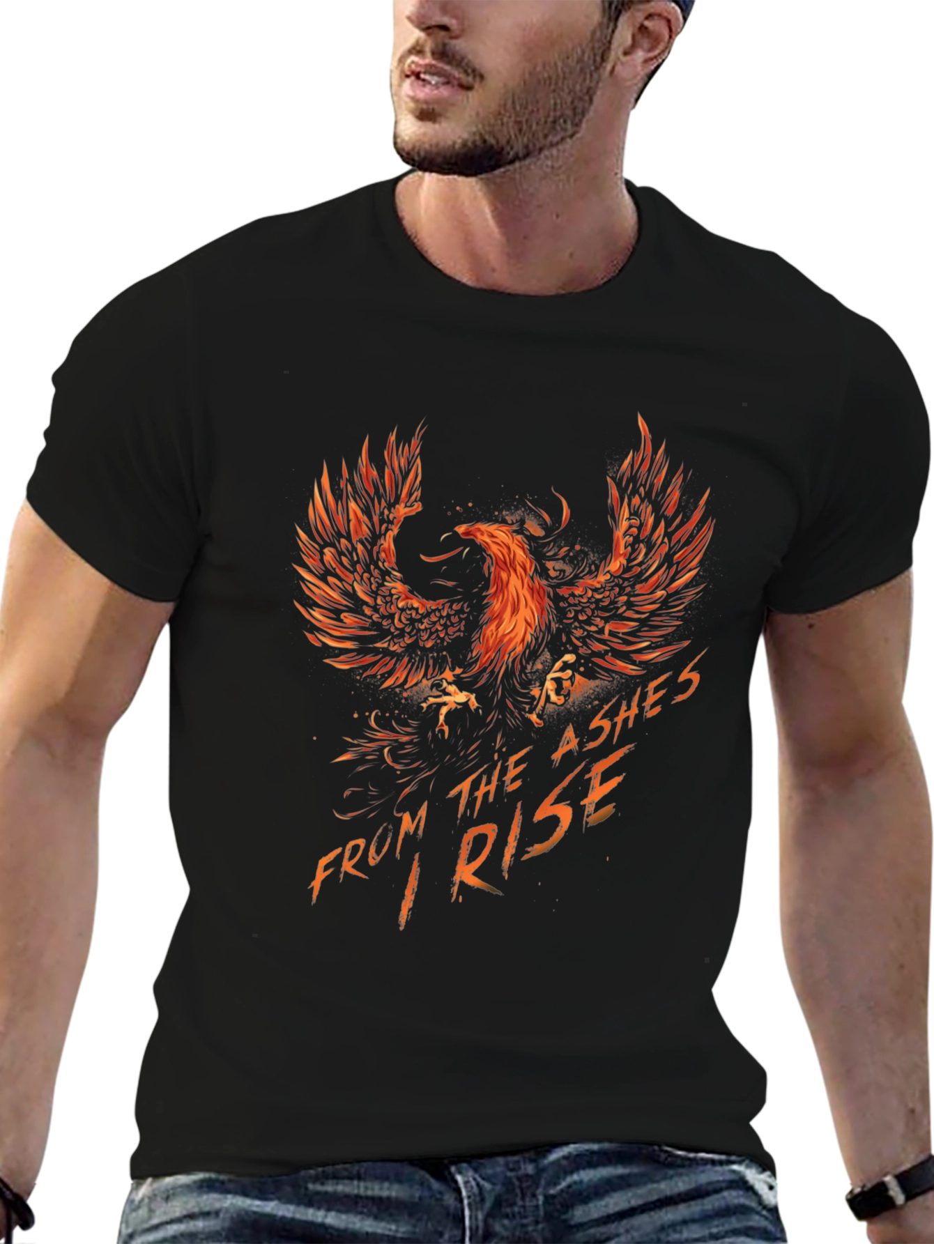 Black Phoenix Rising Men's Graphic T-Shirt view 6
