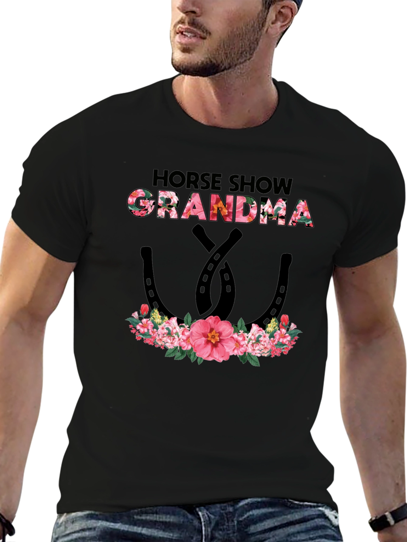 Black Horse Show Grandma Floral Graphic Tee view 6