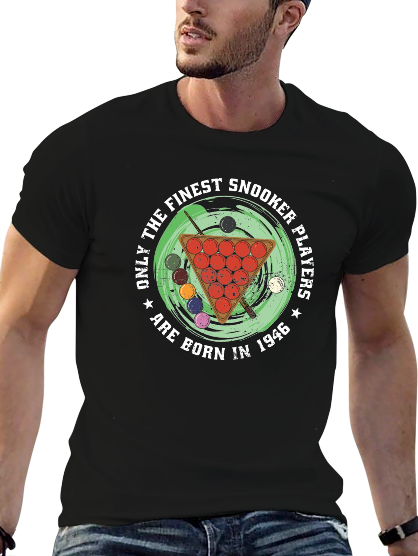 Black Snooker Players Born in 1946 Graphic T-Shirt view 6