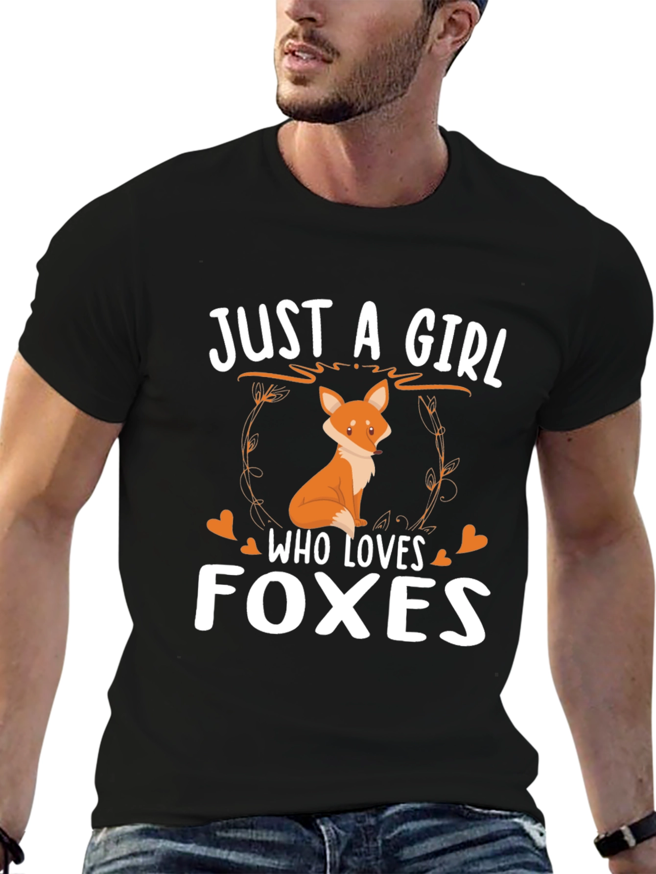 Black Just A Girl Who Loves Foxes Graphic T-Shirt view 6