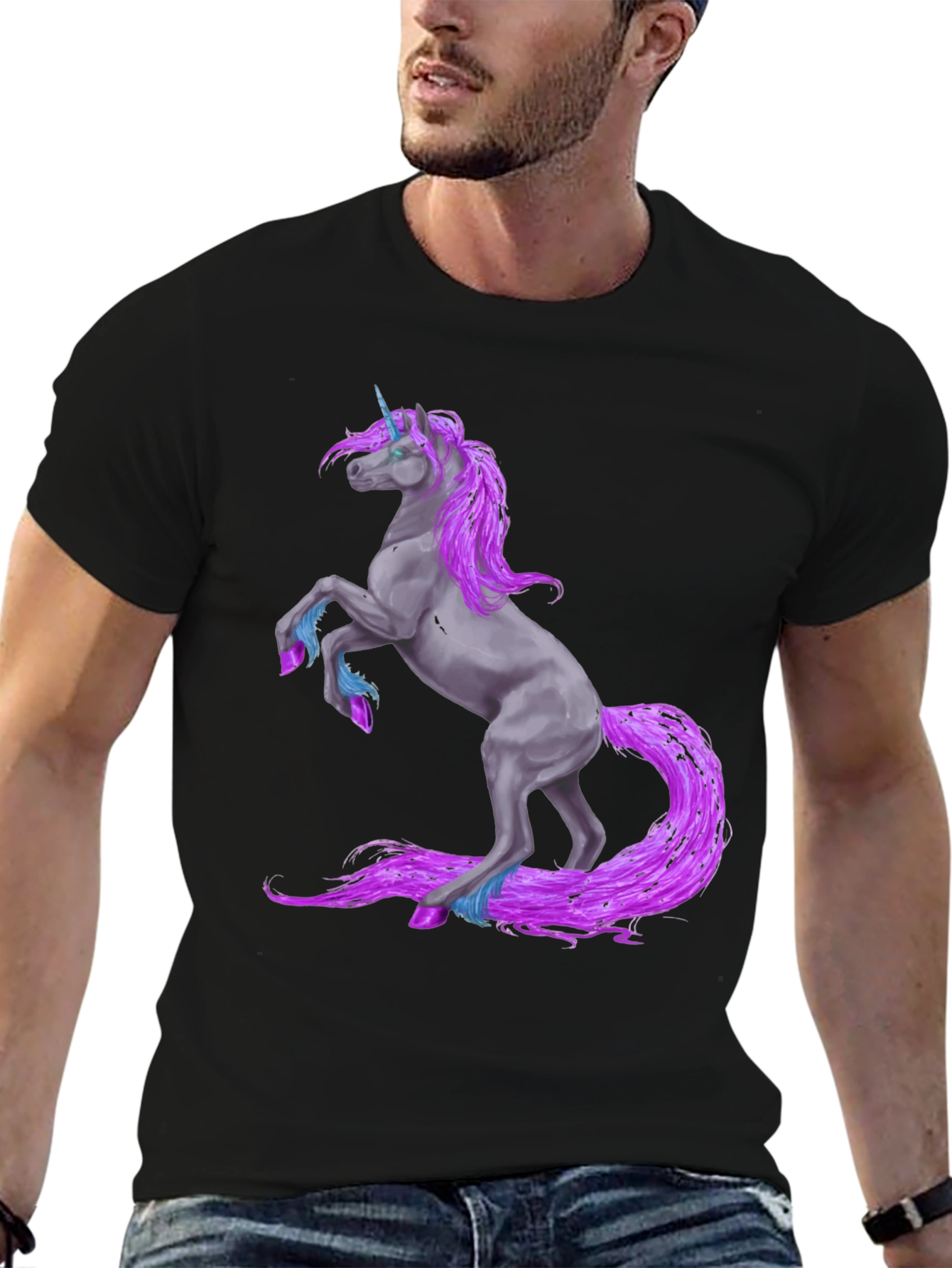 Black Unicorn Graphic Tee - Black Crew Neck view 6