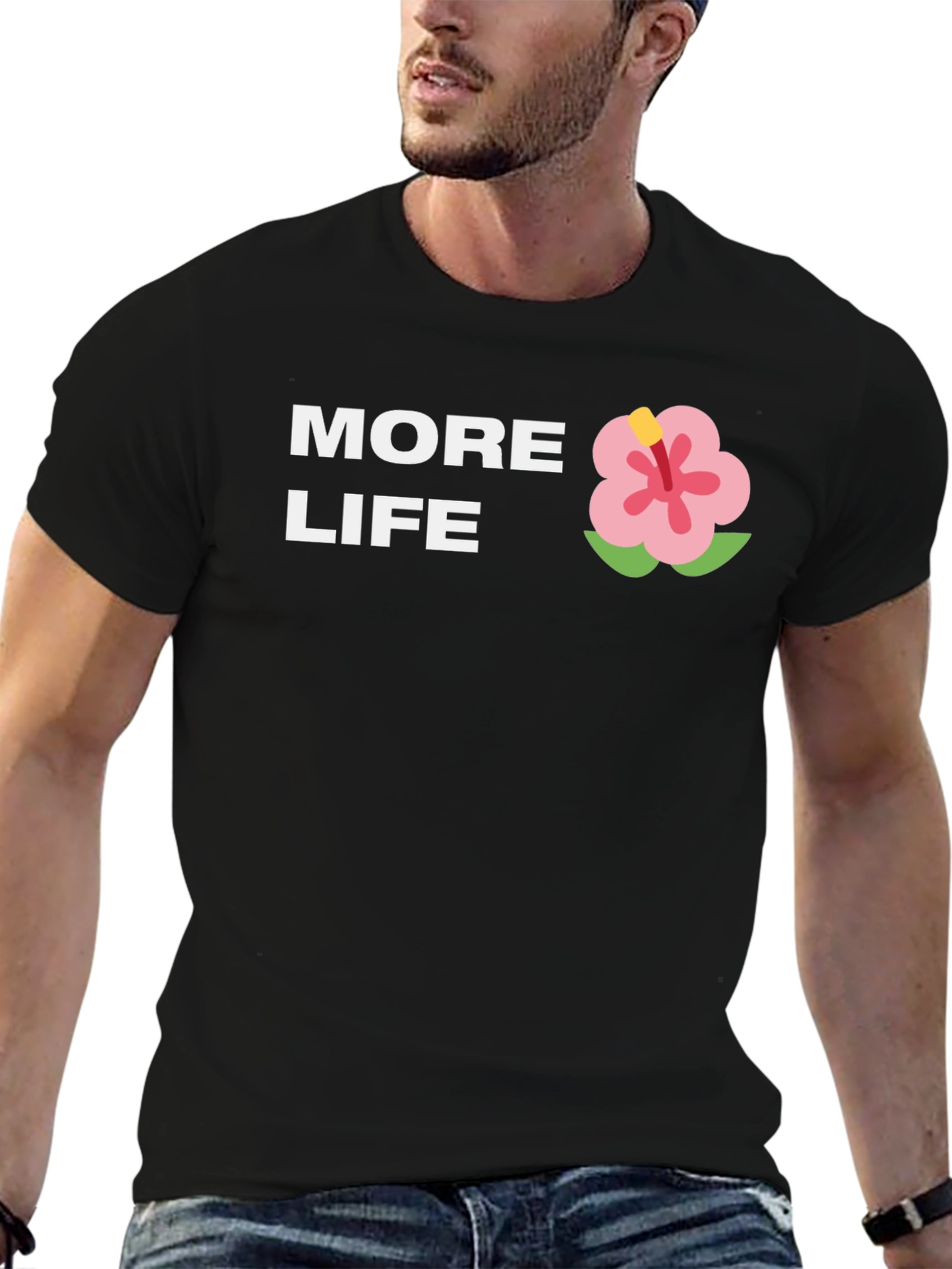 Black More Life Graphic Tee - Casual Black T-Shirt view 6