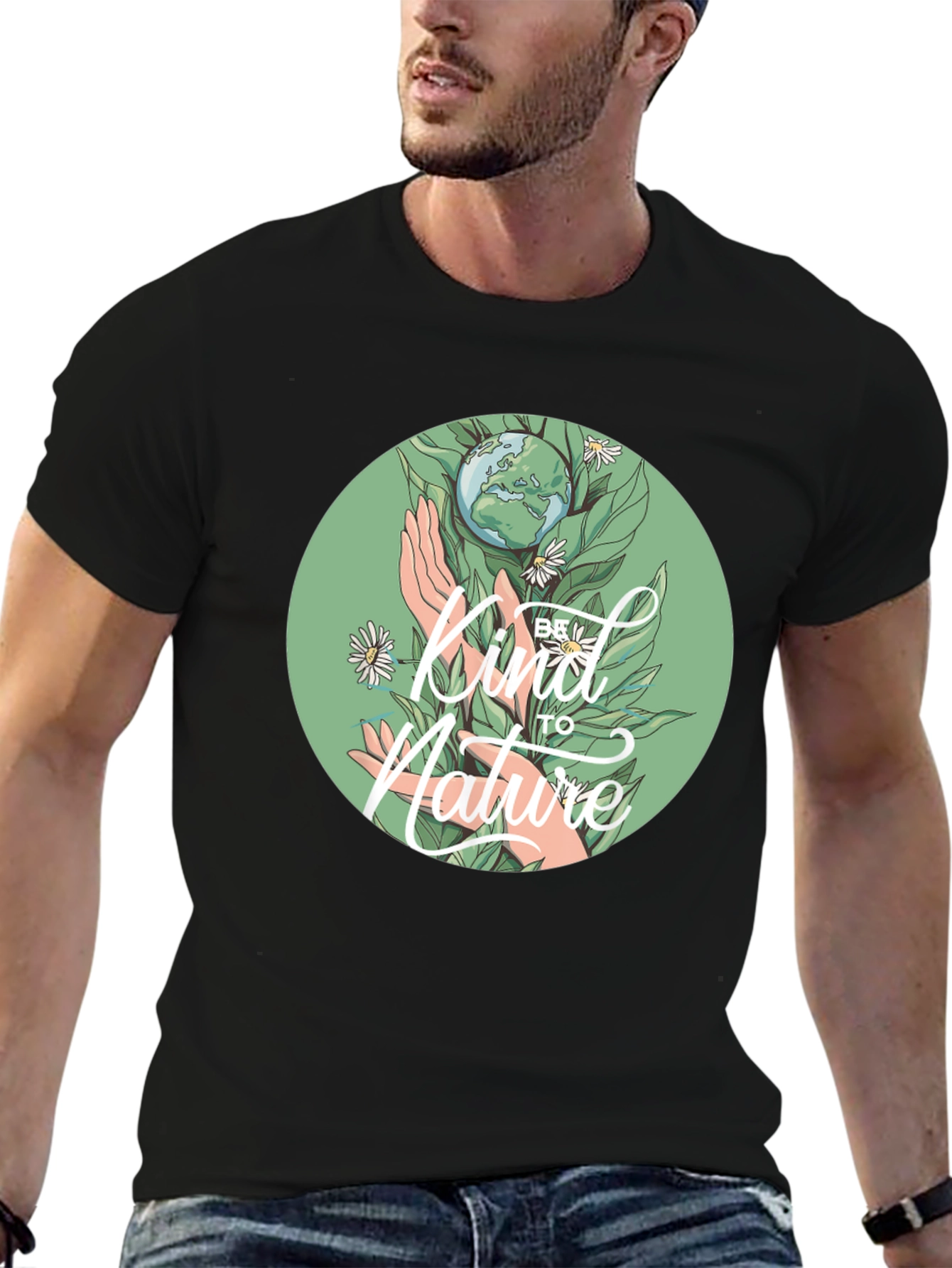 Black Kind To Nature Graphic Tee - Eco-Friendly Design view 6