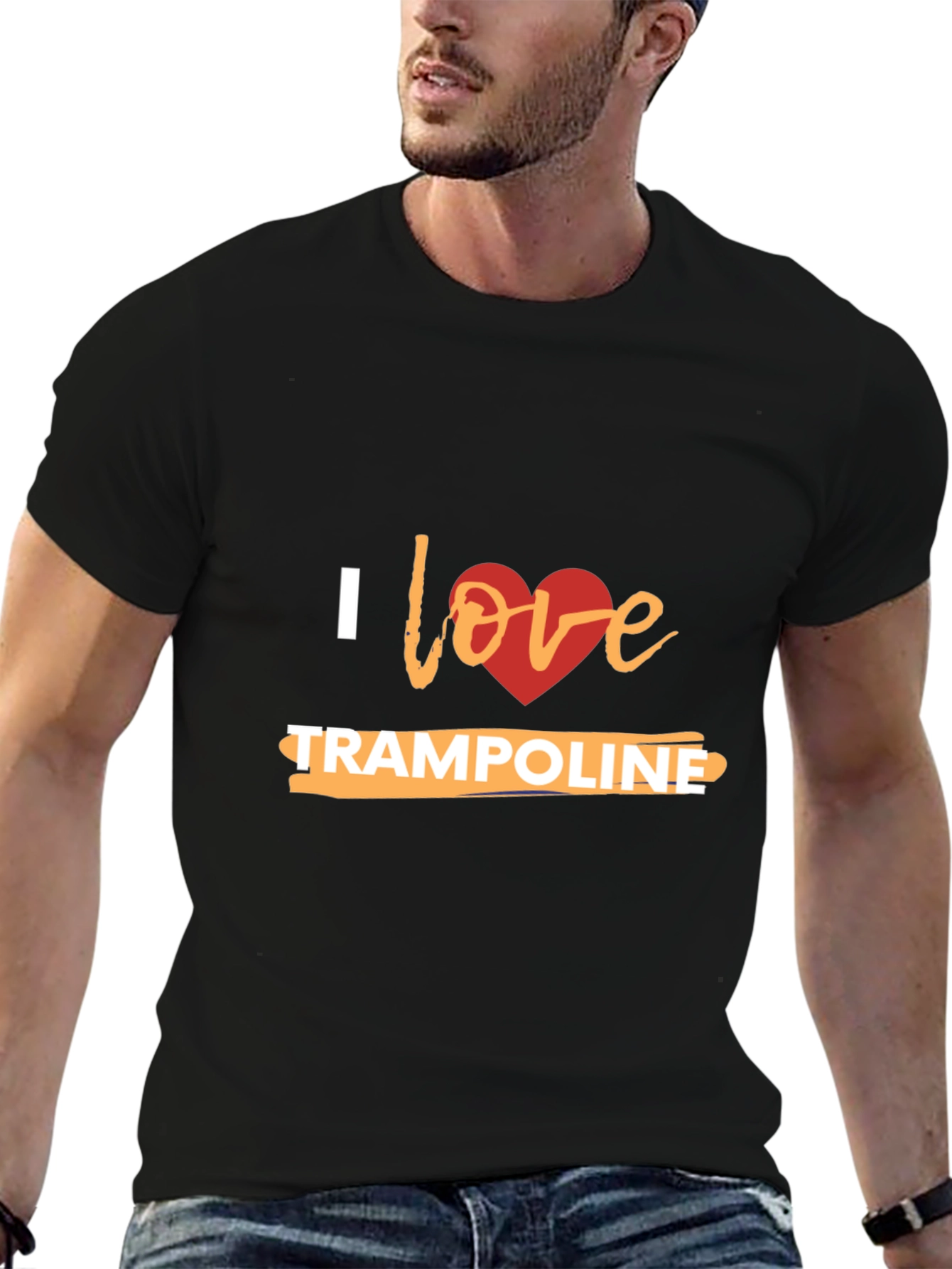 Black I Love Trampoline Graphic T-Shirt view 6