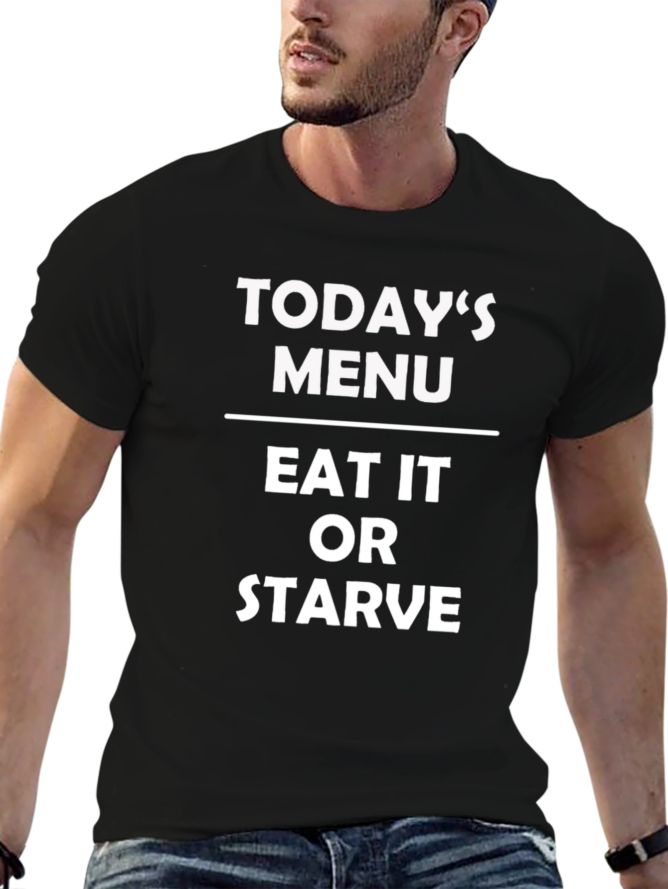 Black Eat It or Starve T-Shirt - Funny Menu Tee view 6