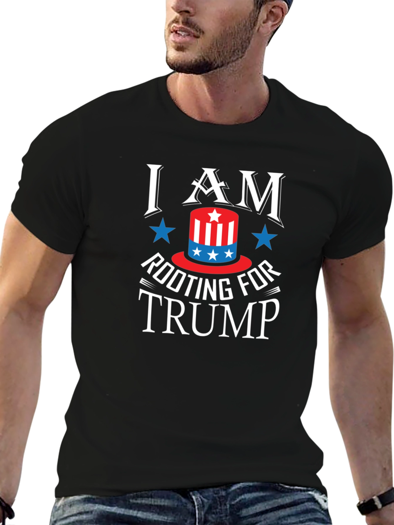 Black I Am Rooting For Trump Patriotic Graphic Tee view 6