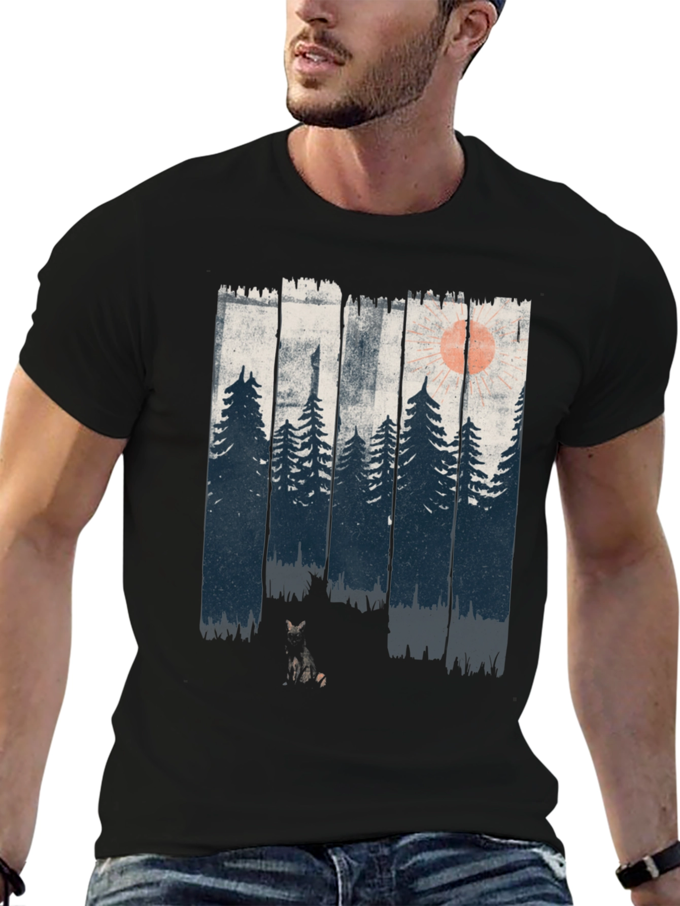 Black Forest Scene T-Shirt - Nature Lover's Tee view 6