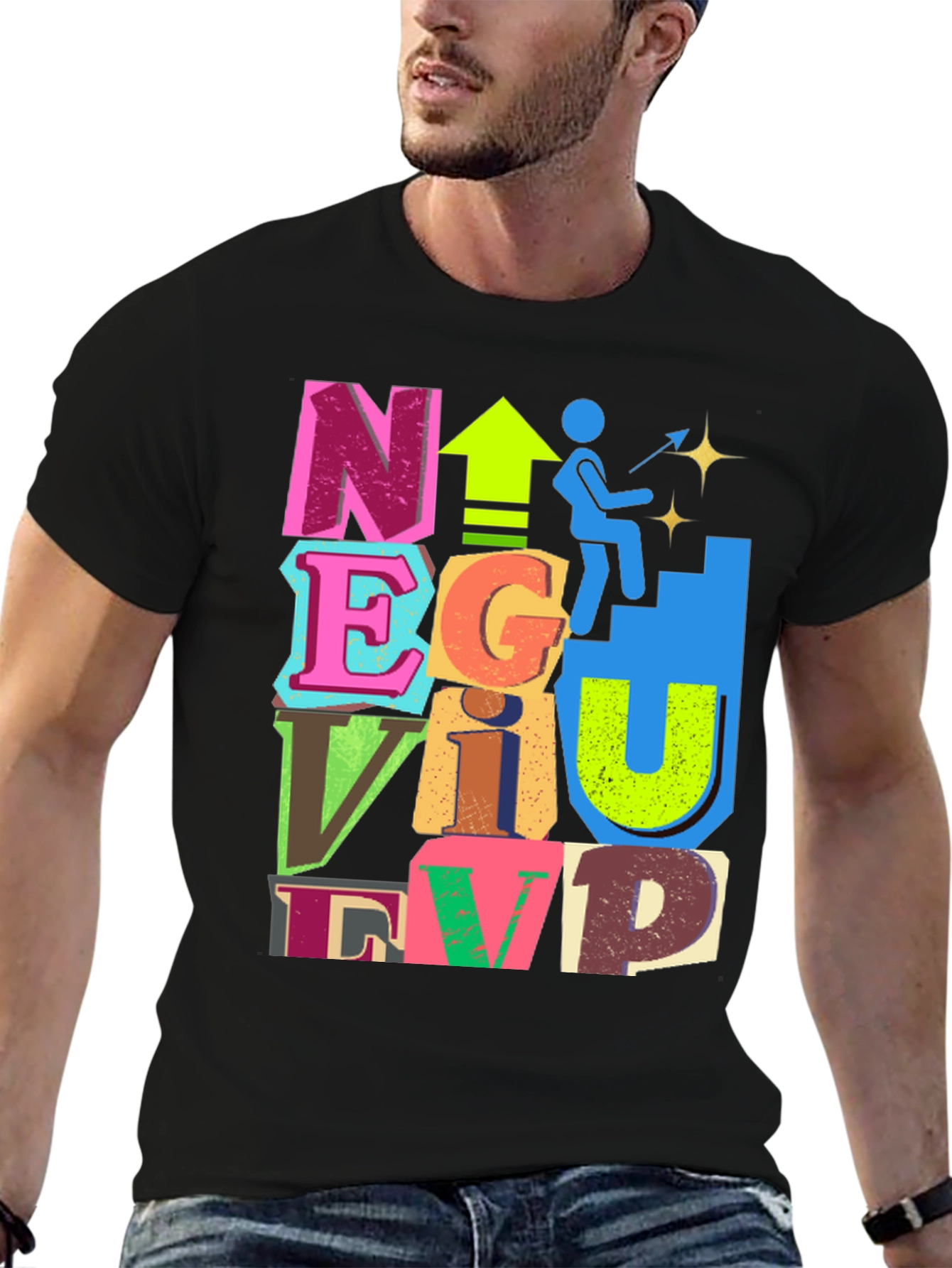 Black Motivational Graphic Tee - Climb to the Top! view 6