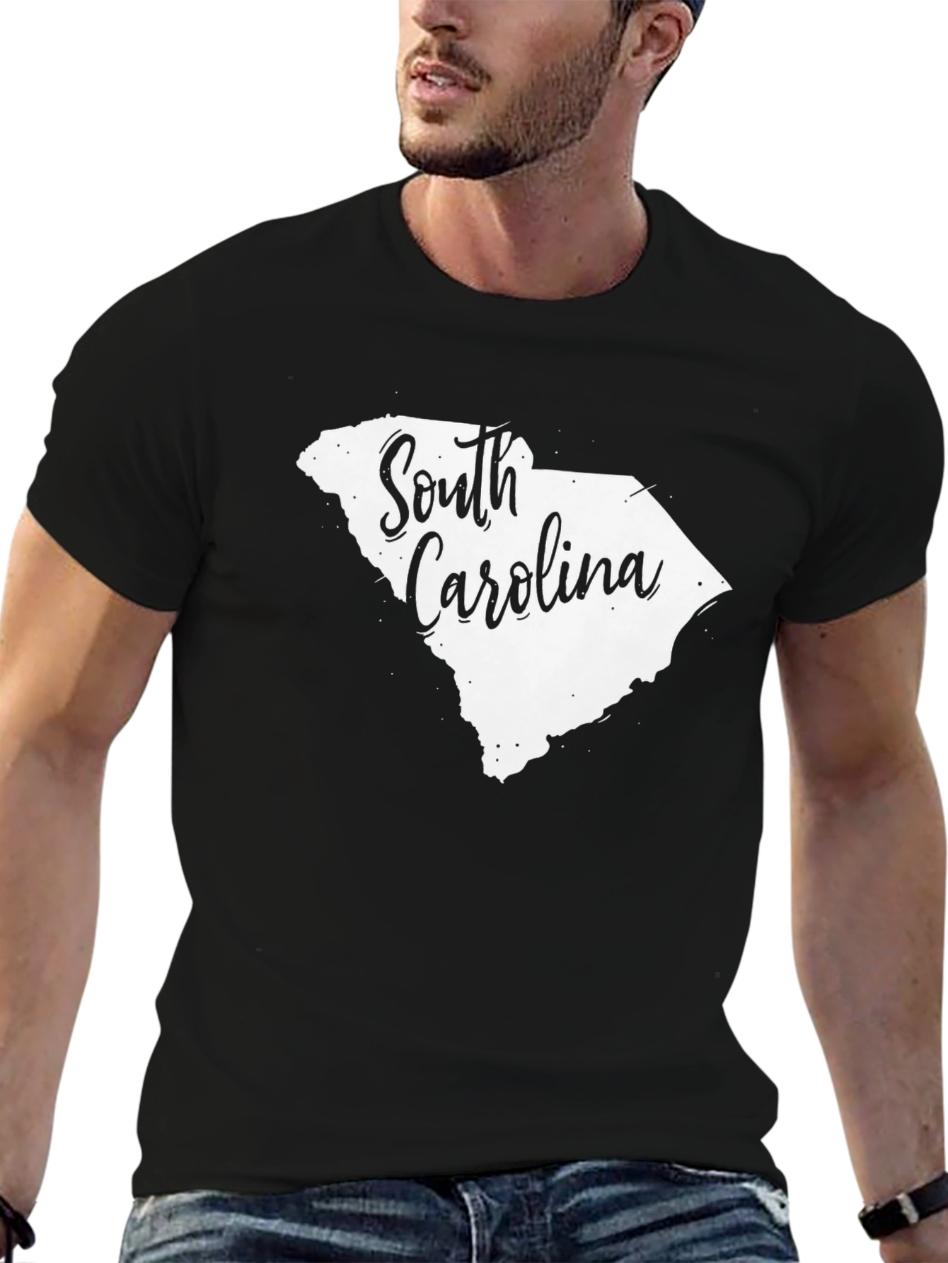 Black South Carolina State Map T-Shirt view 6