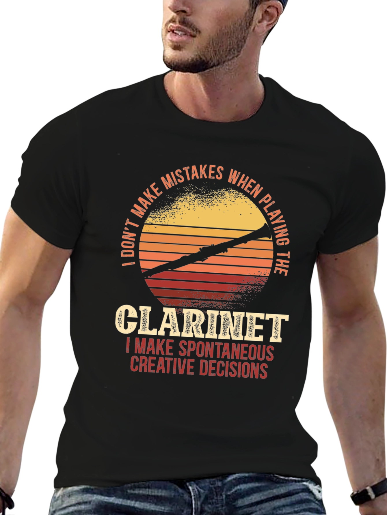 Black Clarinet Player T-Shirt - Spontaneous Creative Decisions view 6