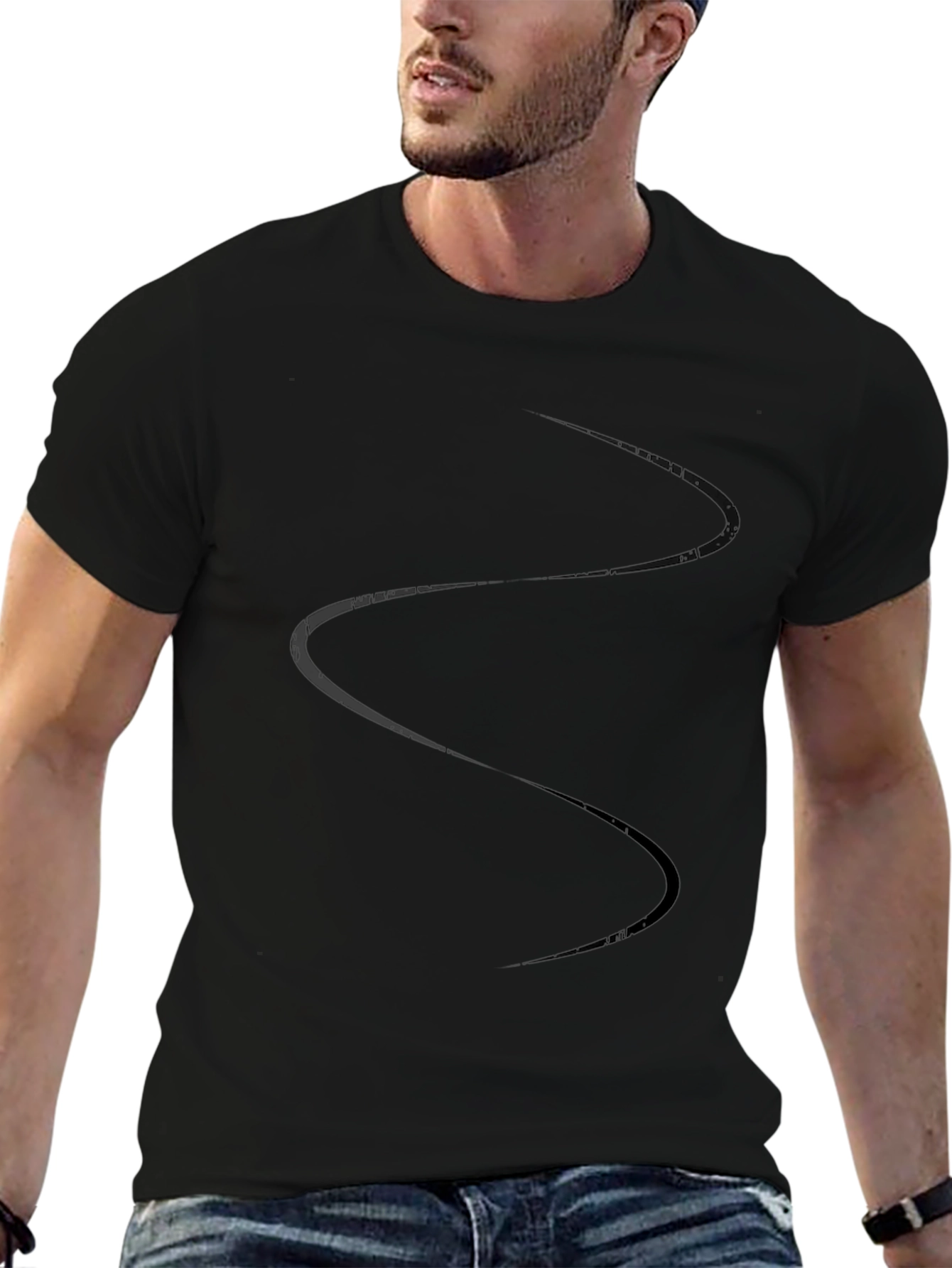 Black Men's Black Graphic Print Tee view 6