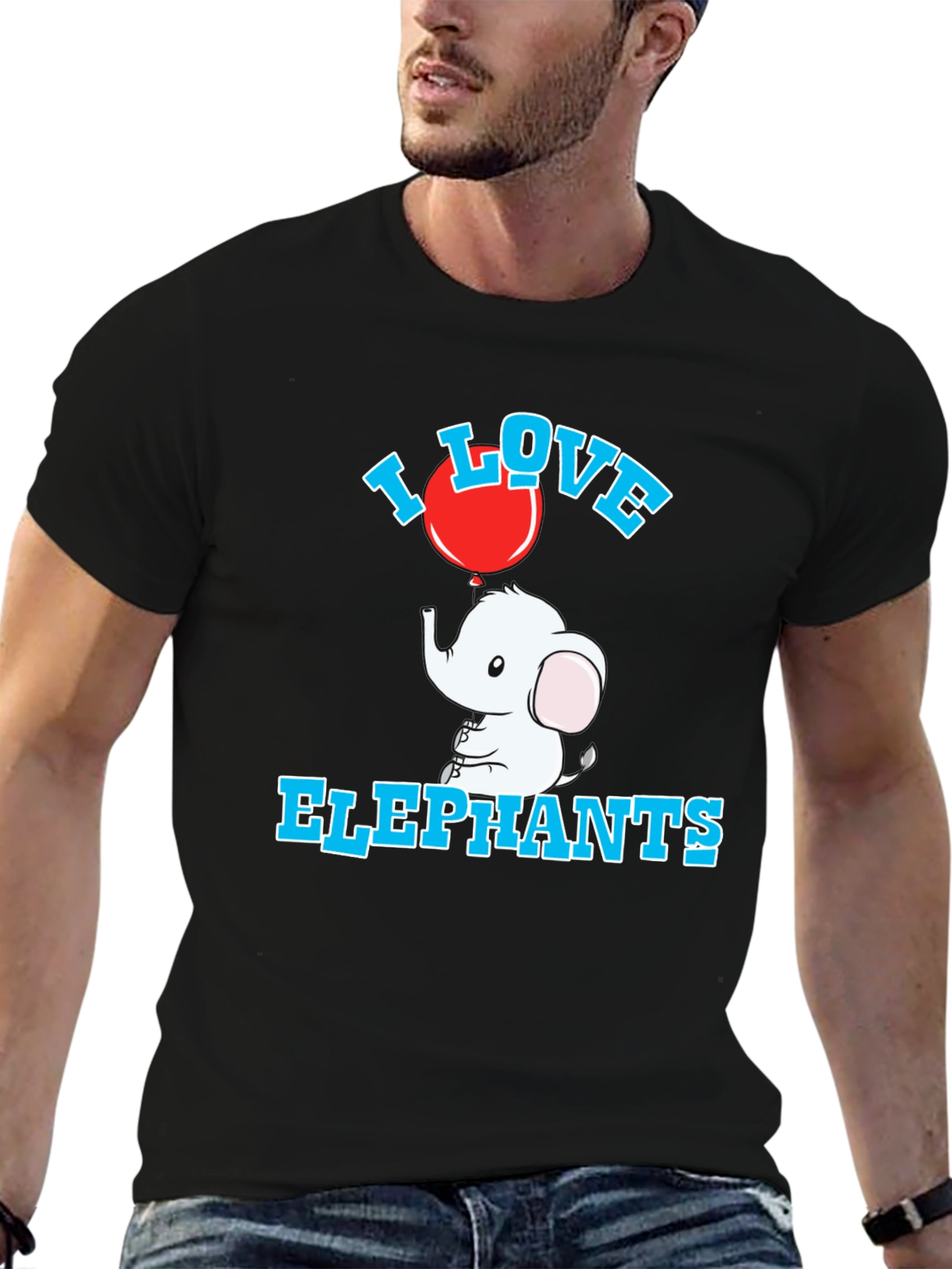 Black I Love Elephants Black Graphic Tee view 6