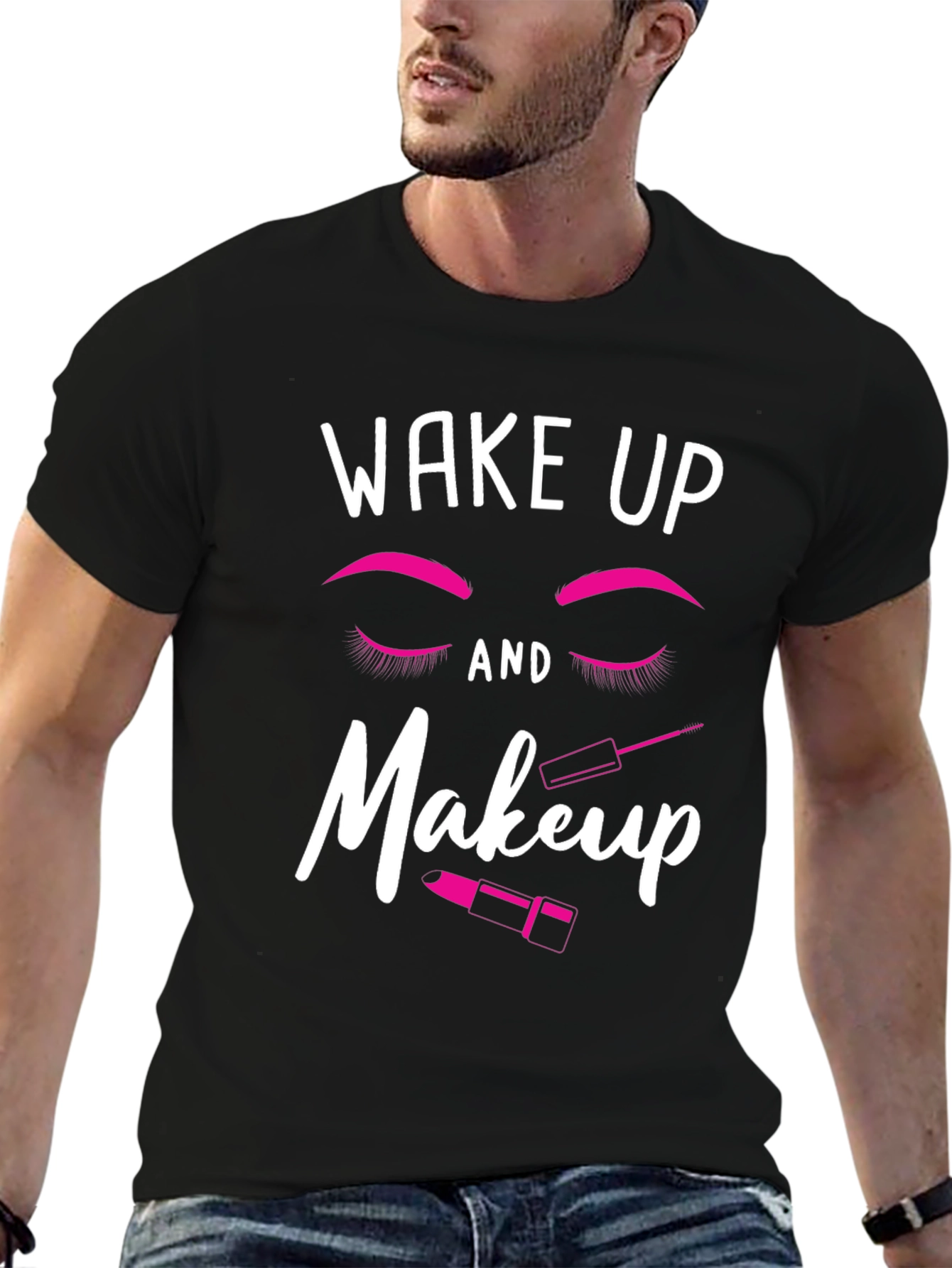 Black Wake Up and Makeup Black T-Shirt view 6