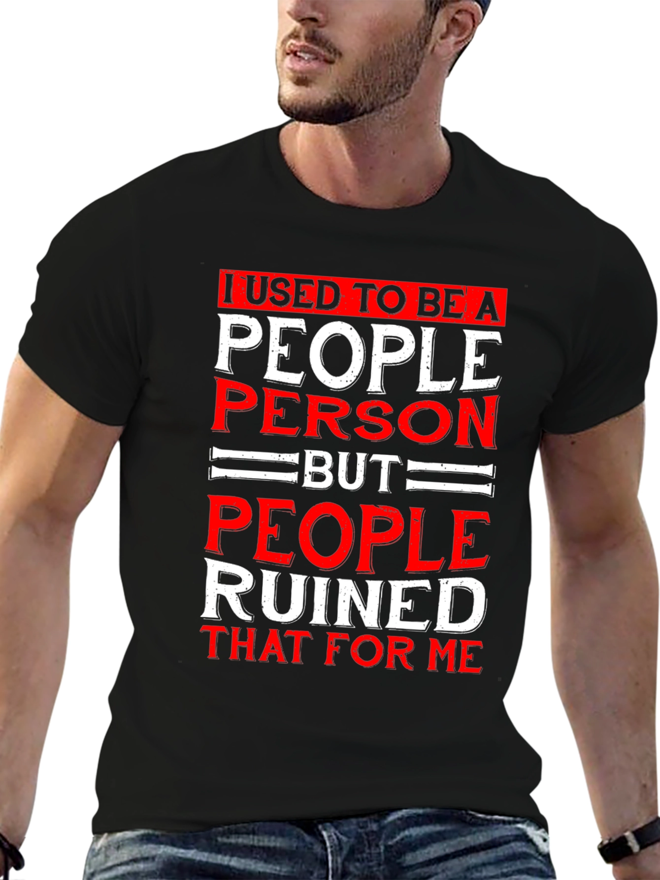 Black I Used To Be A People Person Graphic T-Shirt view 6