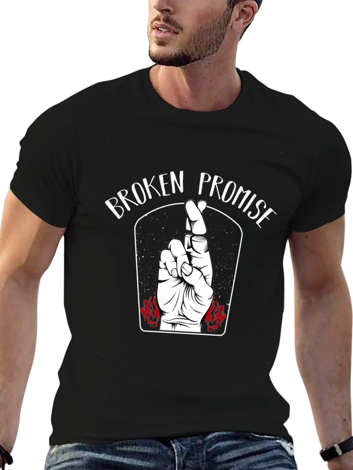 Black Broken Promise Graphic Tee - Black view 6