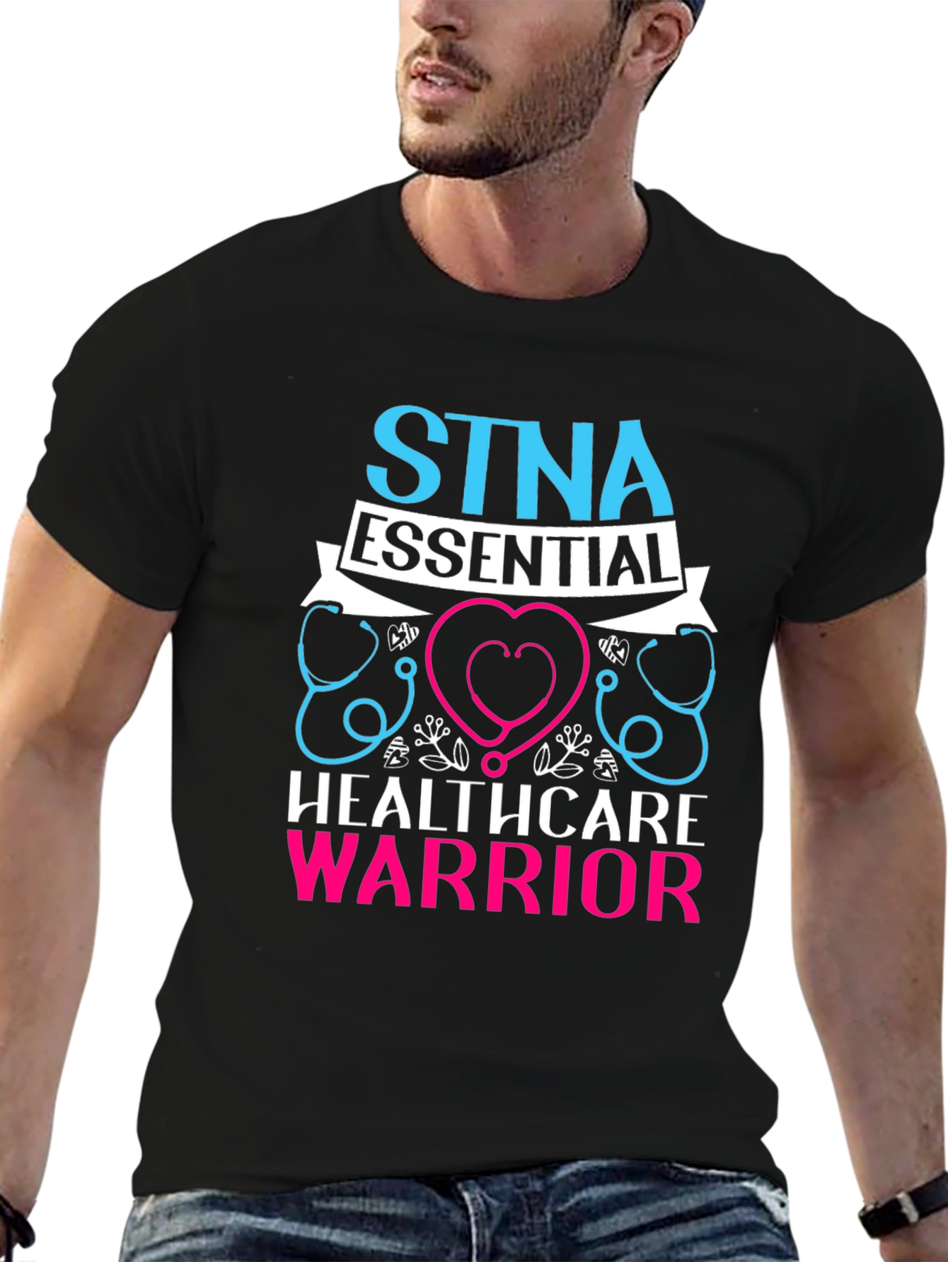 Black STNA Essential Healthcare Warrior Graphic Tee view 6
