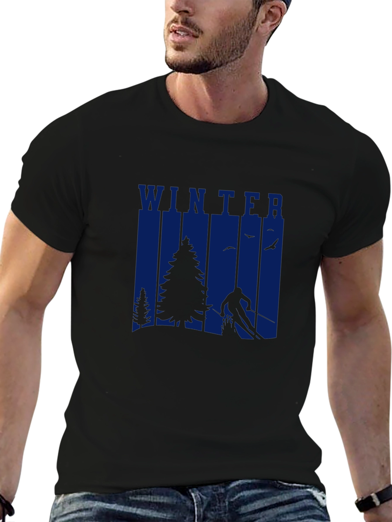 Black Winter Scene Graphic T-Shirt view 6