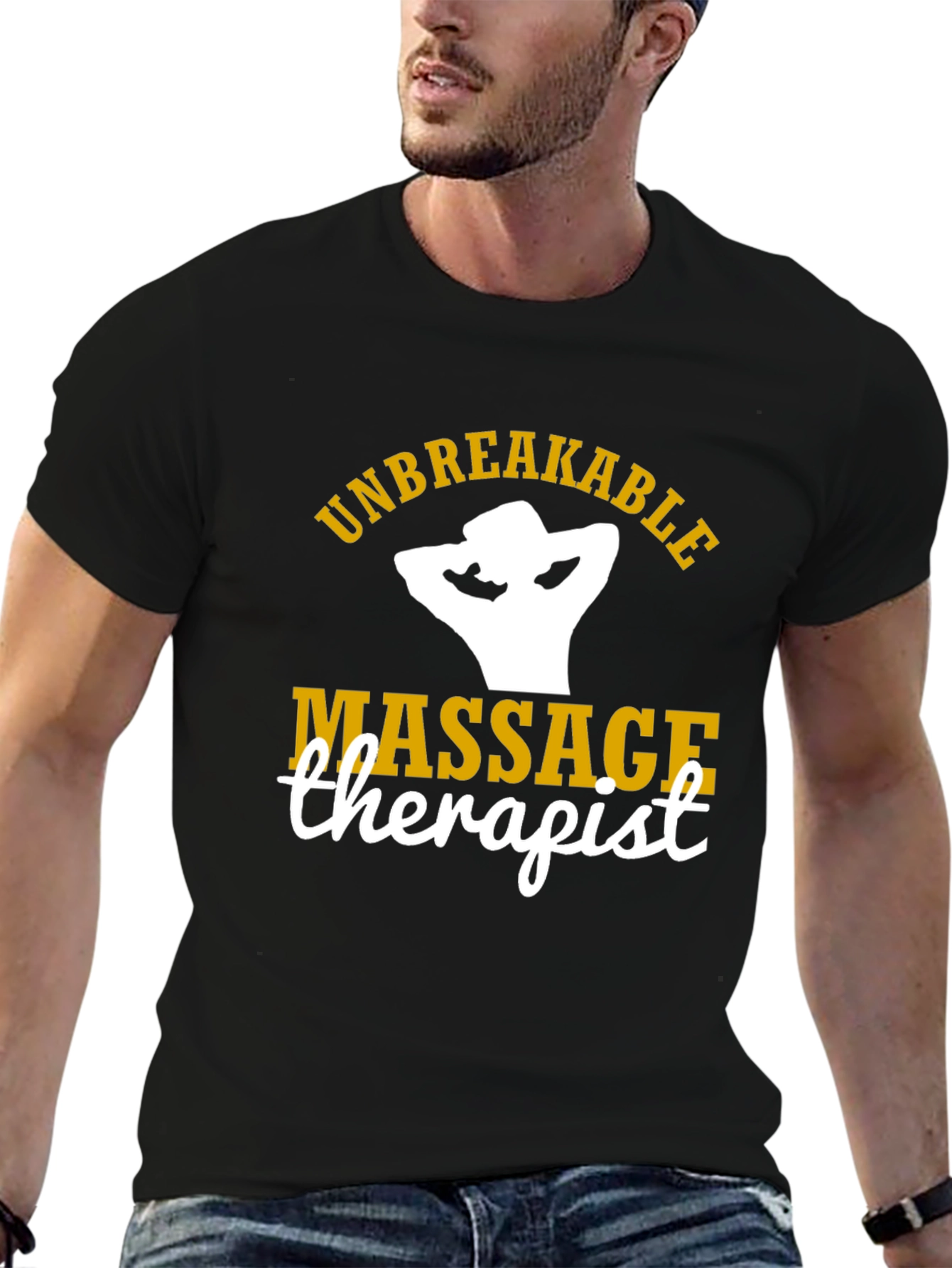 Black Unbreakable Massage Therapist T-Shirt view 6