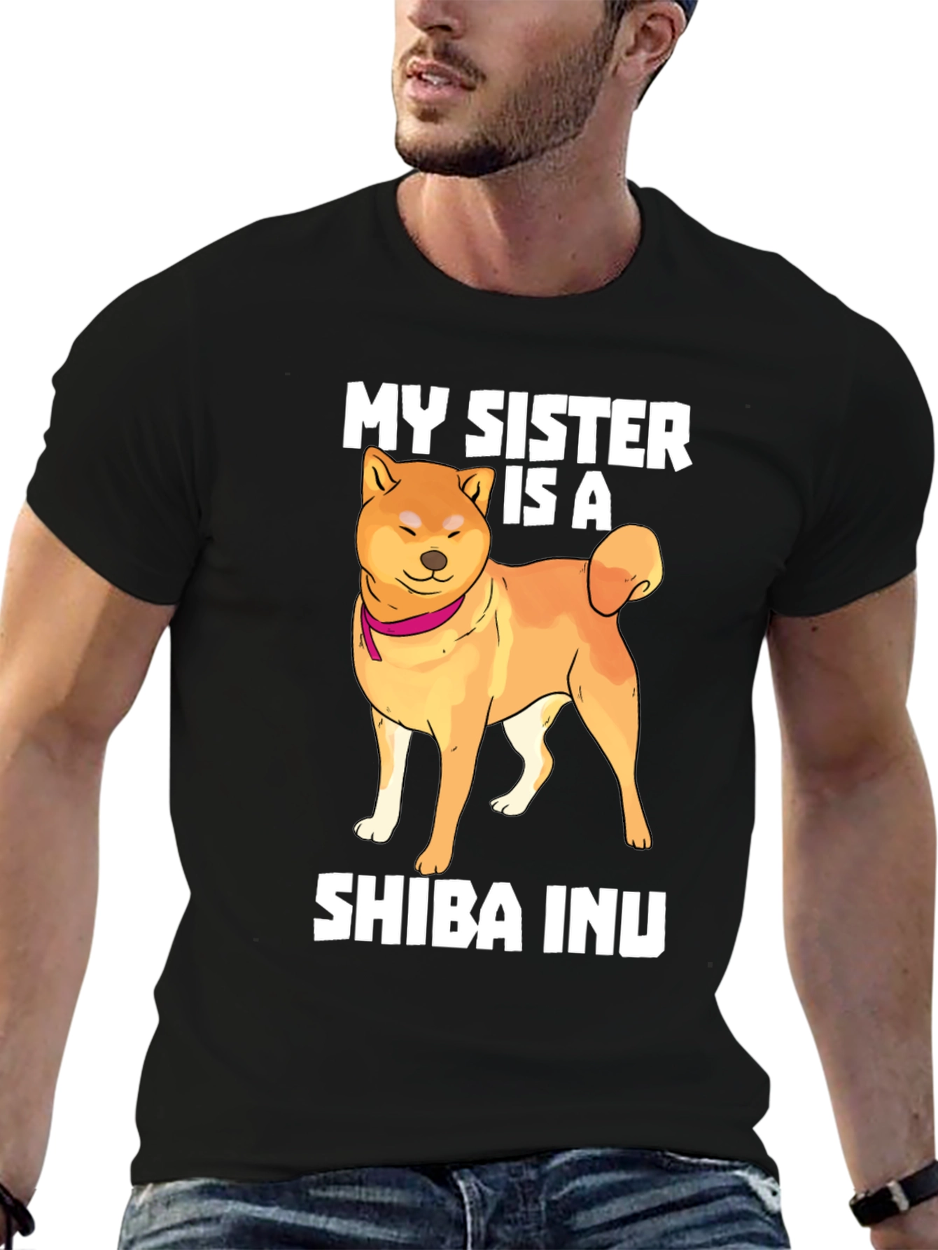 Black My Sister is a Shiba Inu T-Shirt view 6