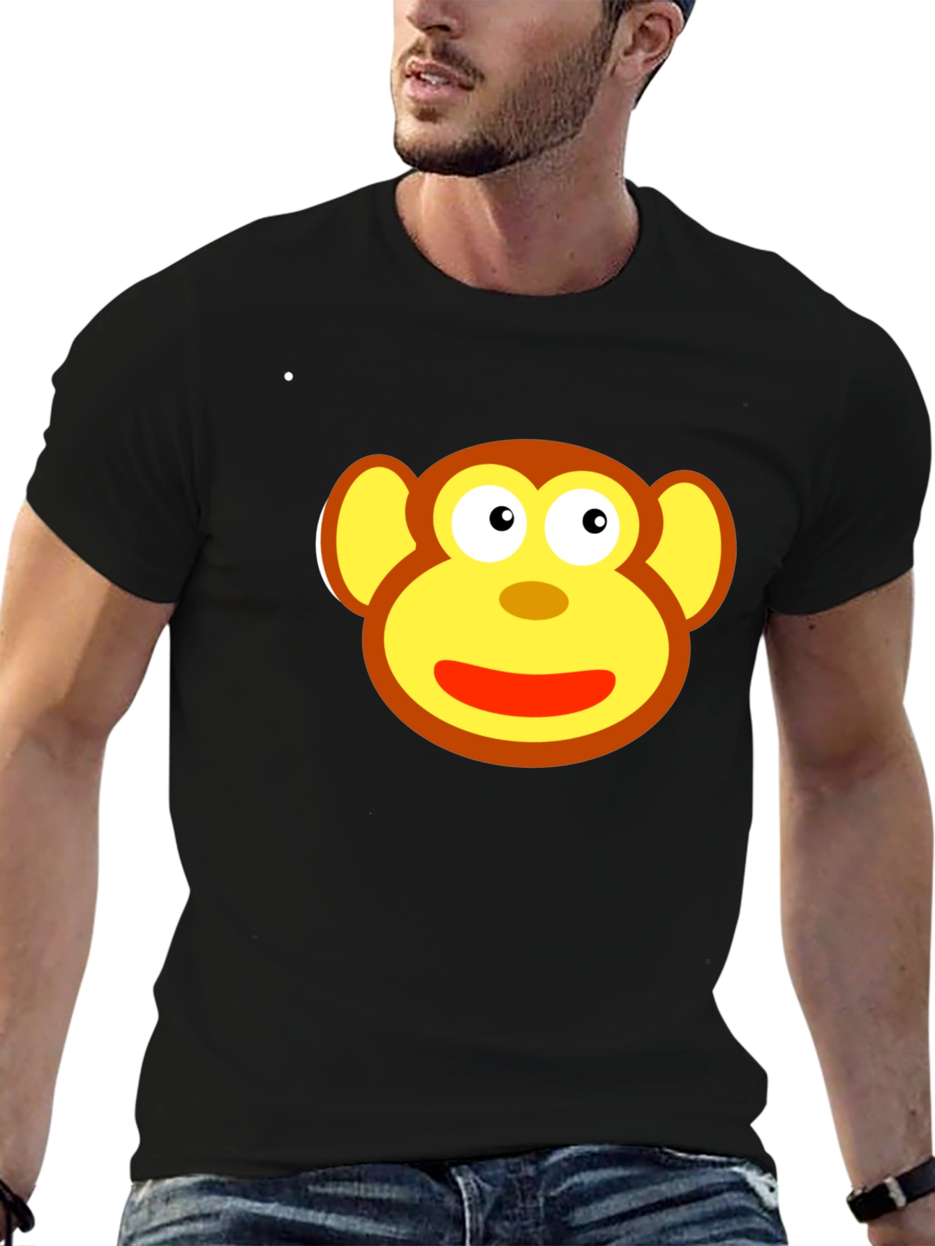 Black Monkey Face Graphic Tee - Fun & Playful Design view 6