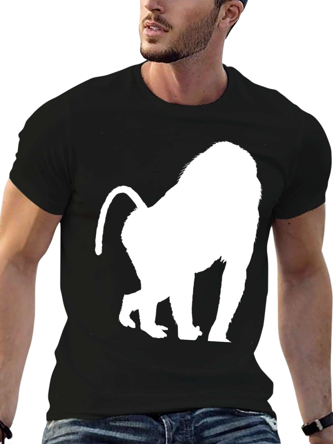 Black Baboon Silhouette Graphic Tee - Black Cotton Blend view 6