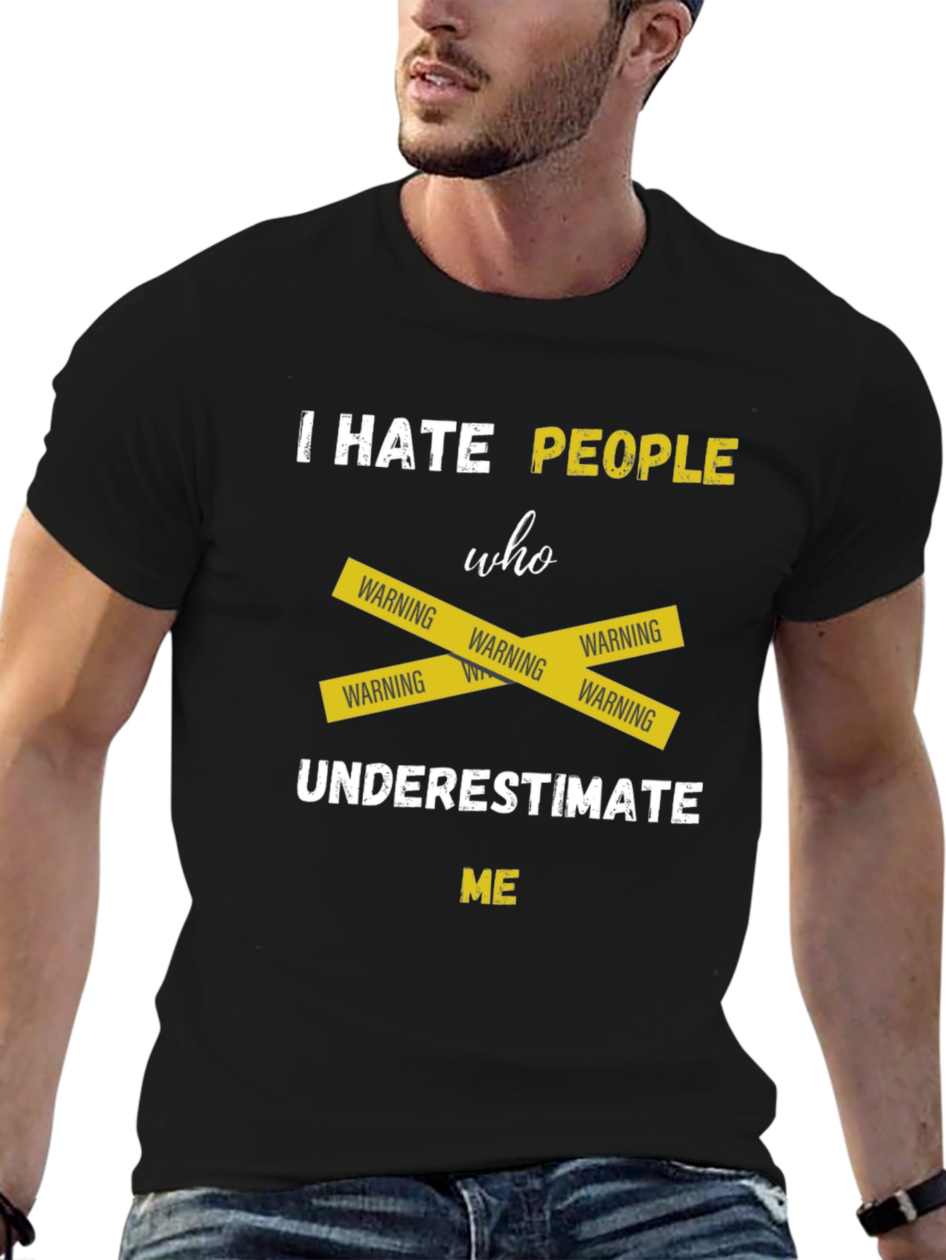 Black I Hate People Underestimate Me T-Shirt view 6