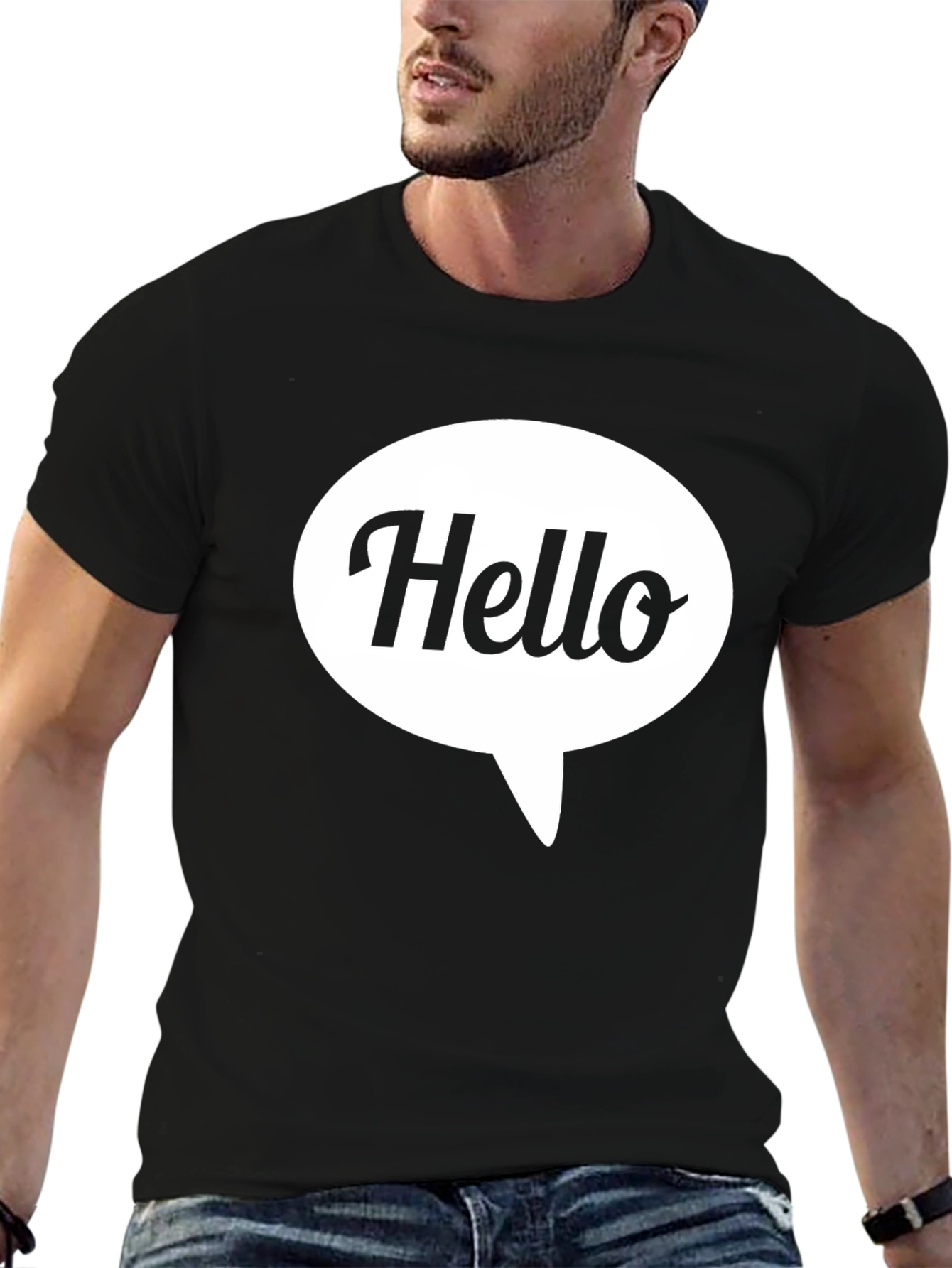 Black Hello Speech Bubble Graphic Tee - Casual Comfort view 6