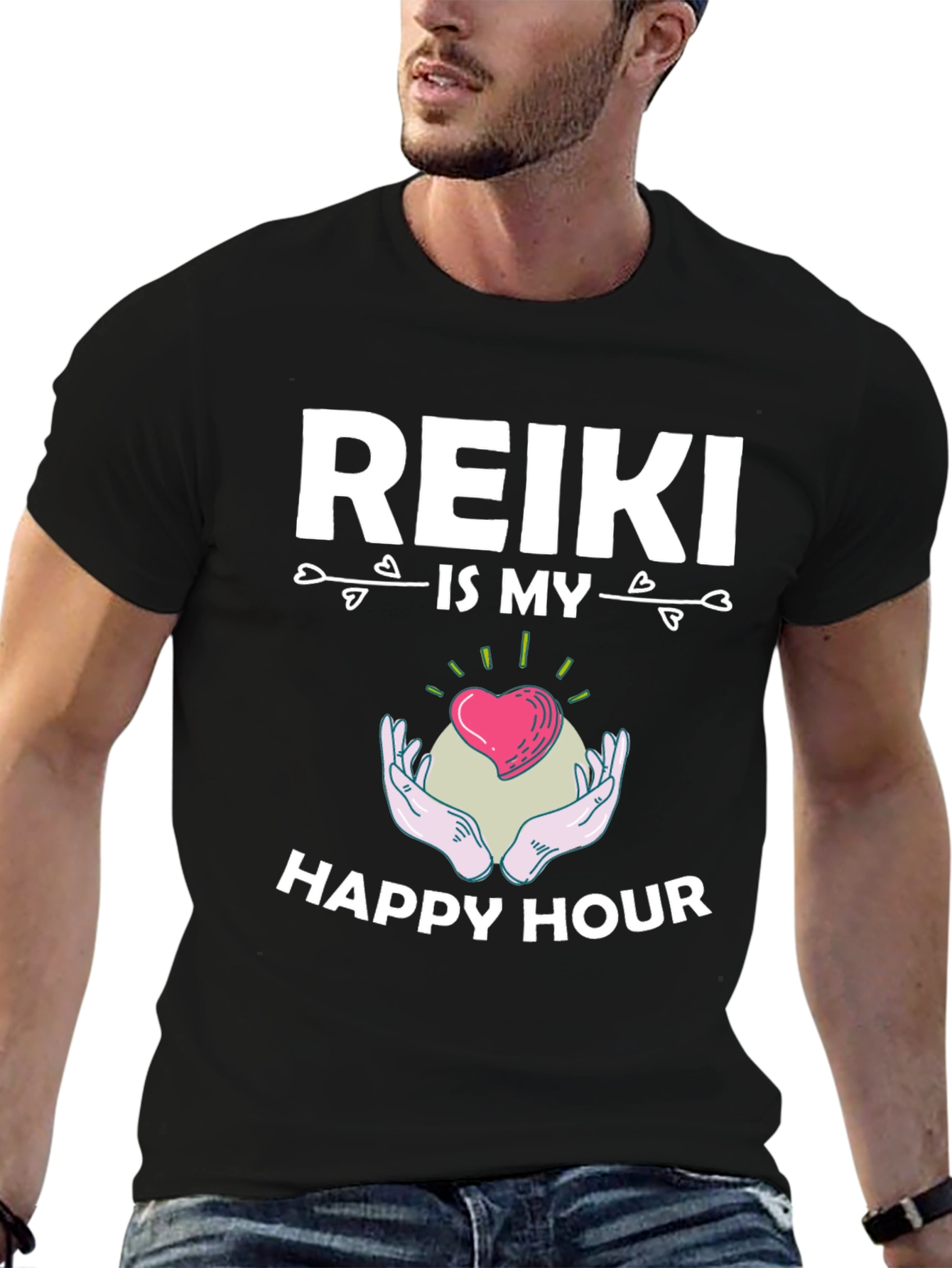 Black Reiki Is My Happy Hour T-Shirt view 6