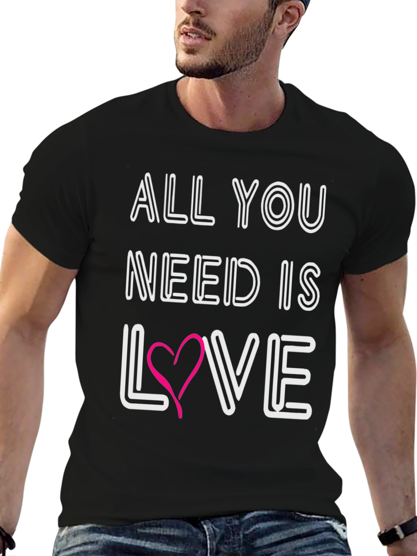 Black All You Need Is Love T-Shirt view 6
