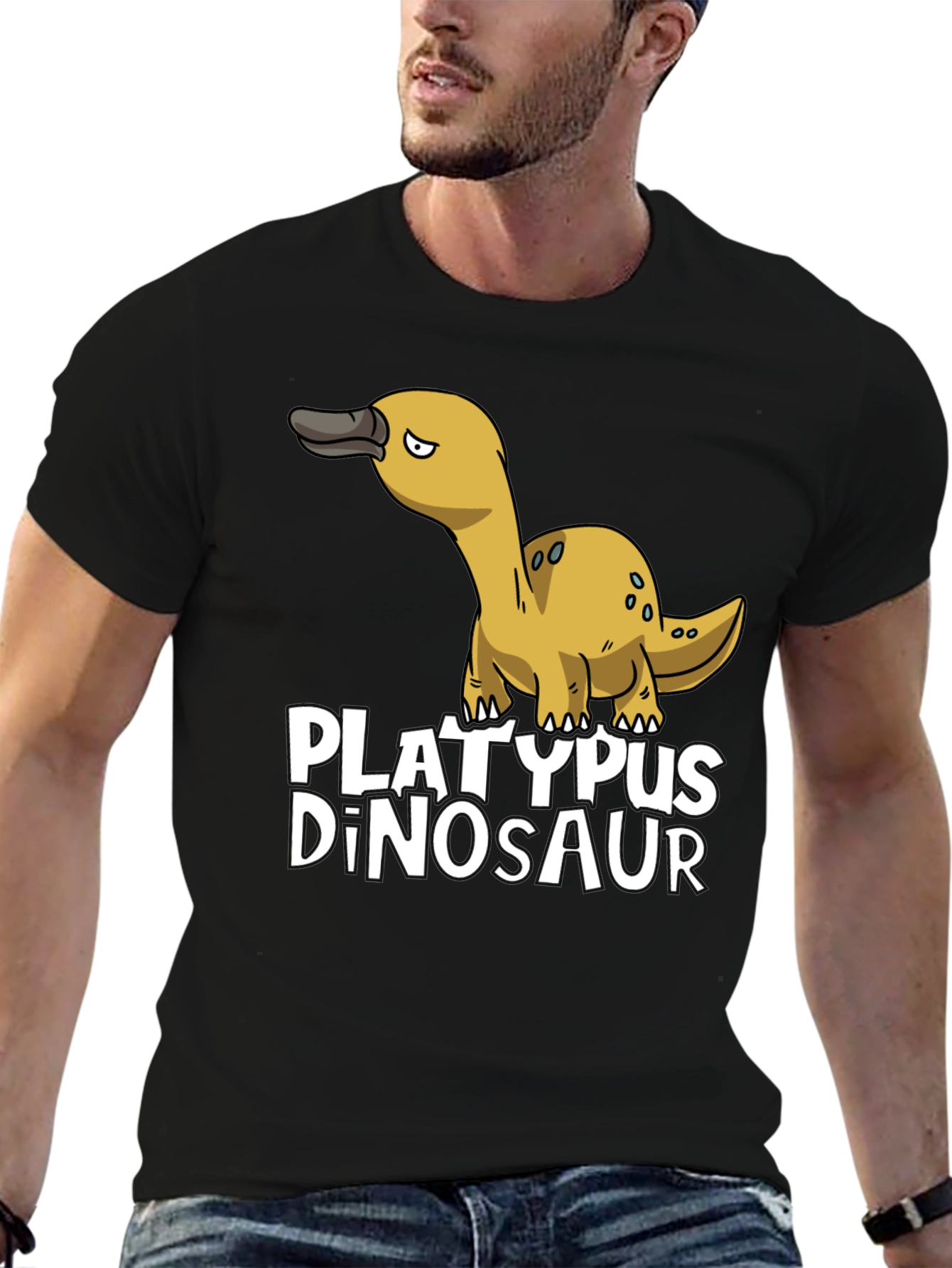 Black Platypus Dinosaur Funny Graphic Tee view 6