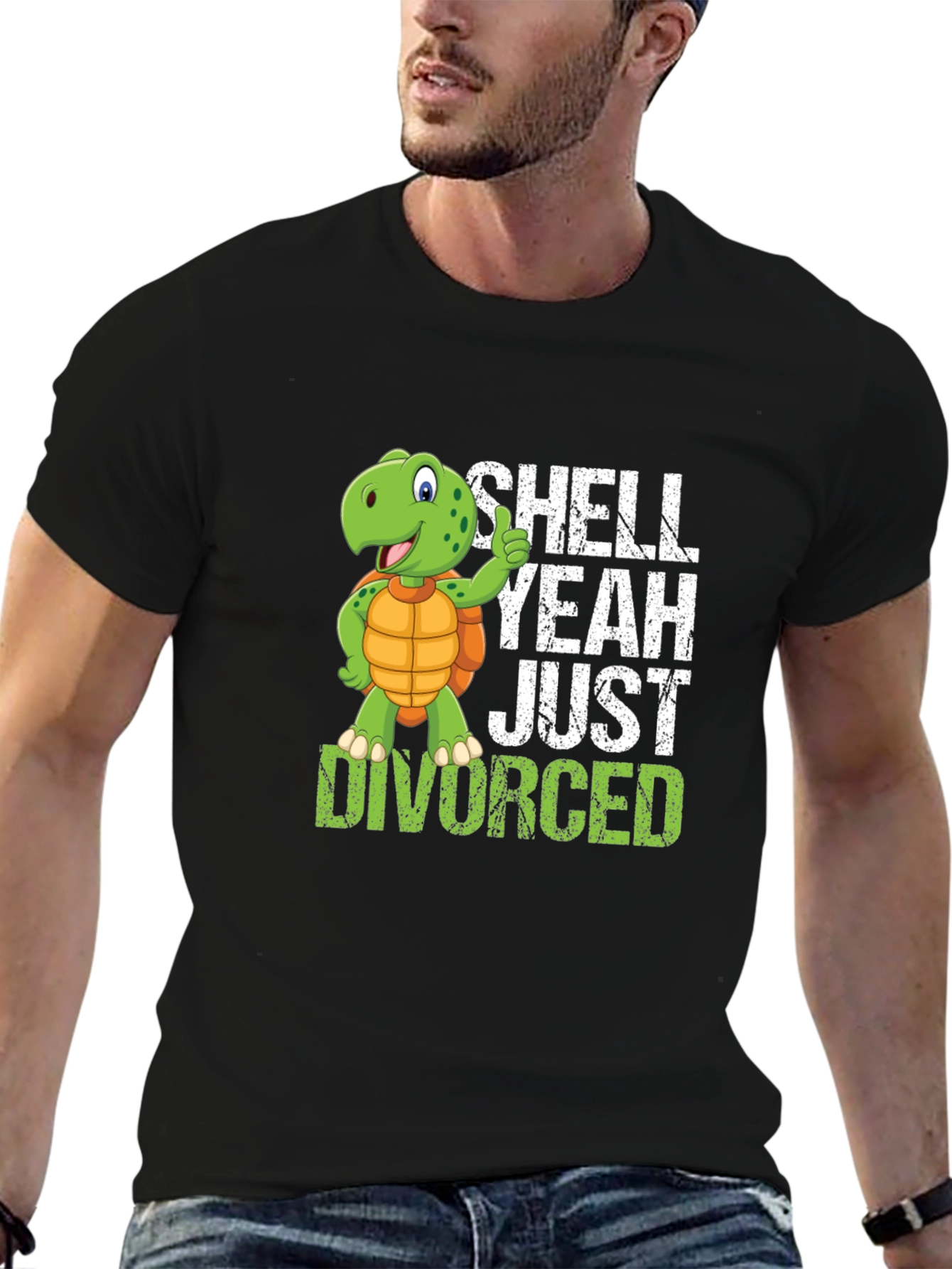 Black Shell Yeah Just Divorced T-Shirt - Funny Divorcee Gift view 6