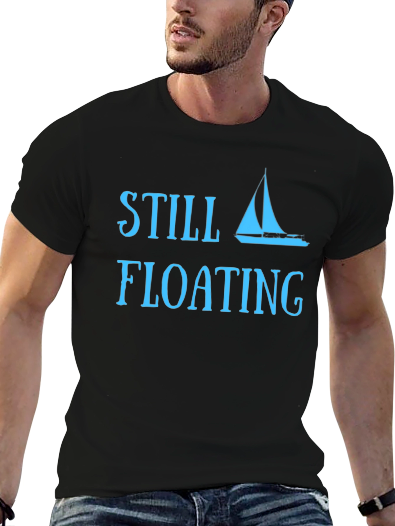 Black Still Floating Boat Graphic T-Shirt view 6