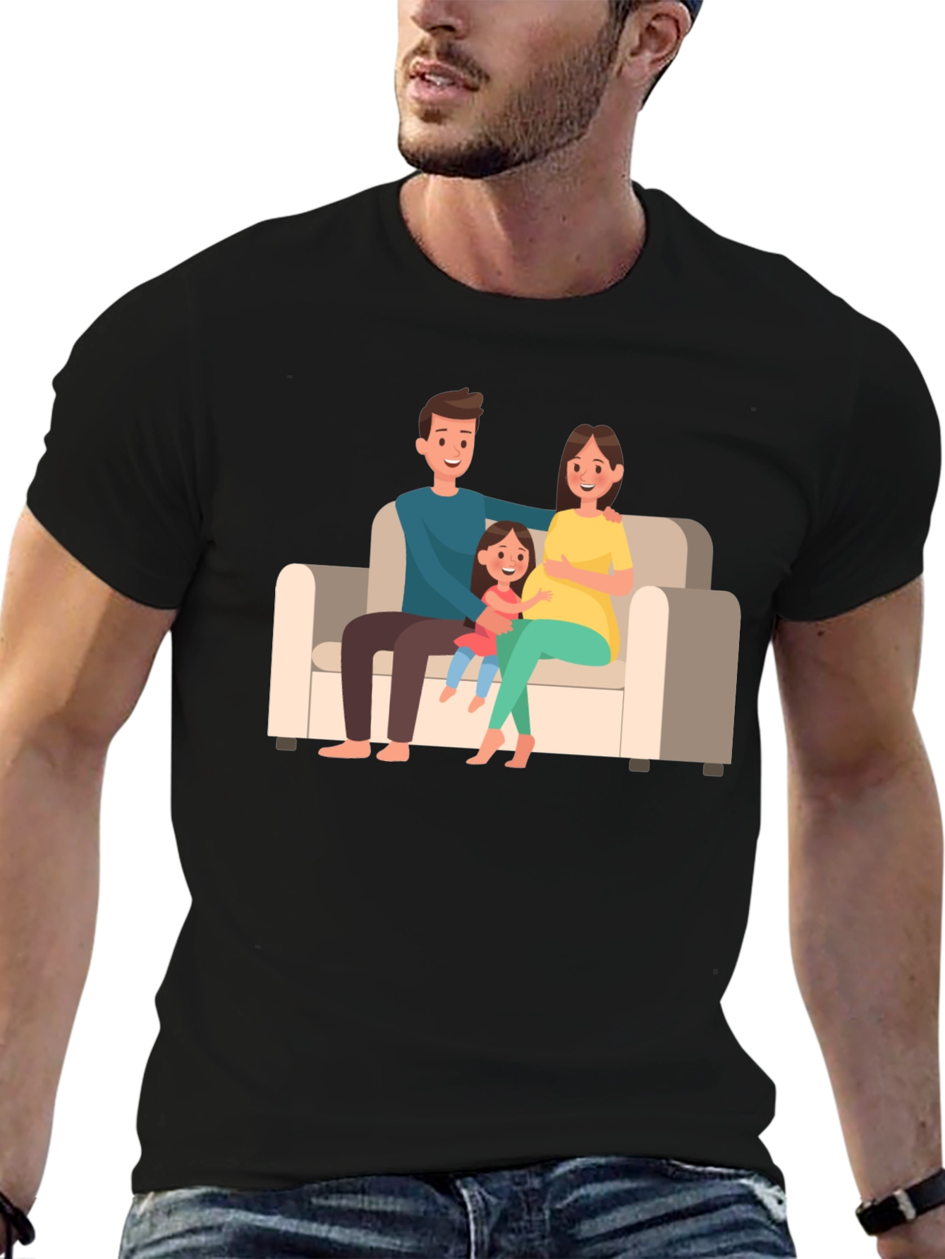 Black Family Portrait Graphic Tee - Black Cotton Comfort view 6