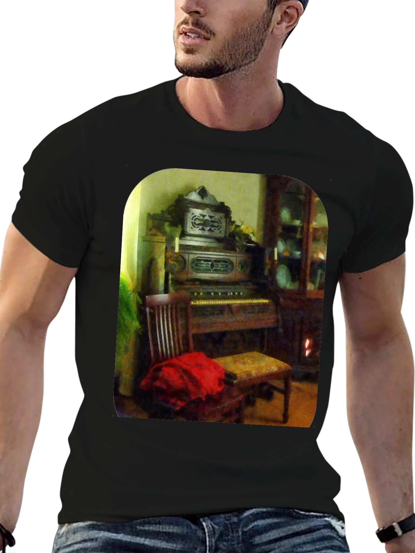 Black Vintage Organ T-Shirt view 6