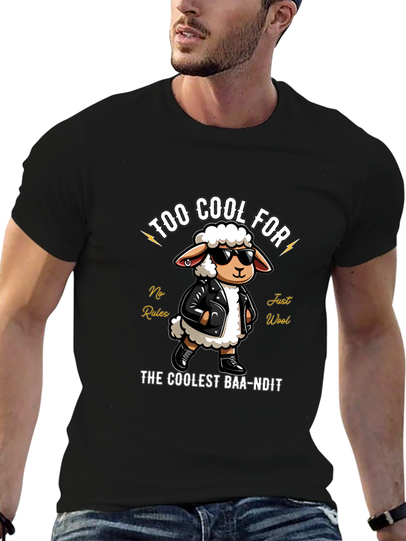 Black Coolest Baa-ndit T-Shirt view 6