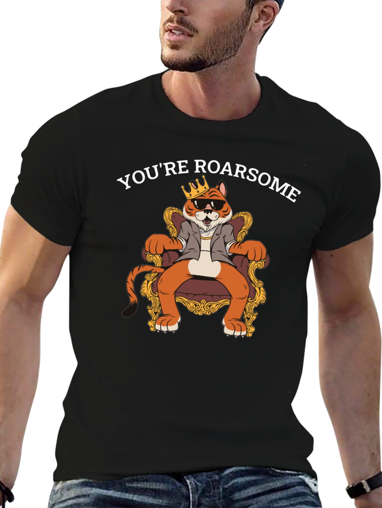 Black Roarsome Tiger King T-Shirt - Black view 6