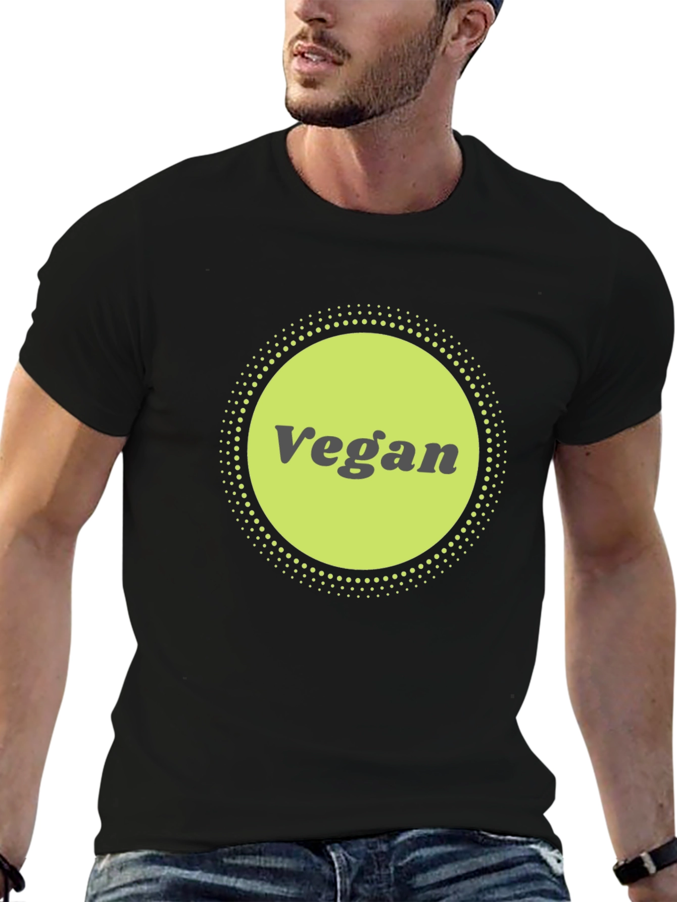 Black Vegan Graphic Tee - Black Cotton Blend view 6