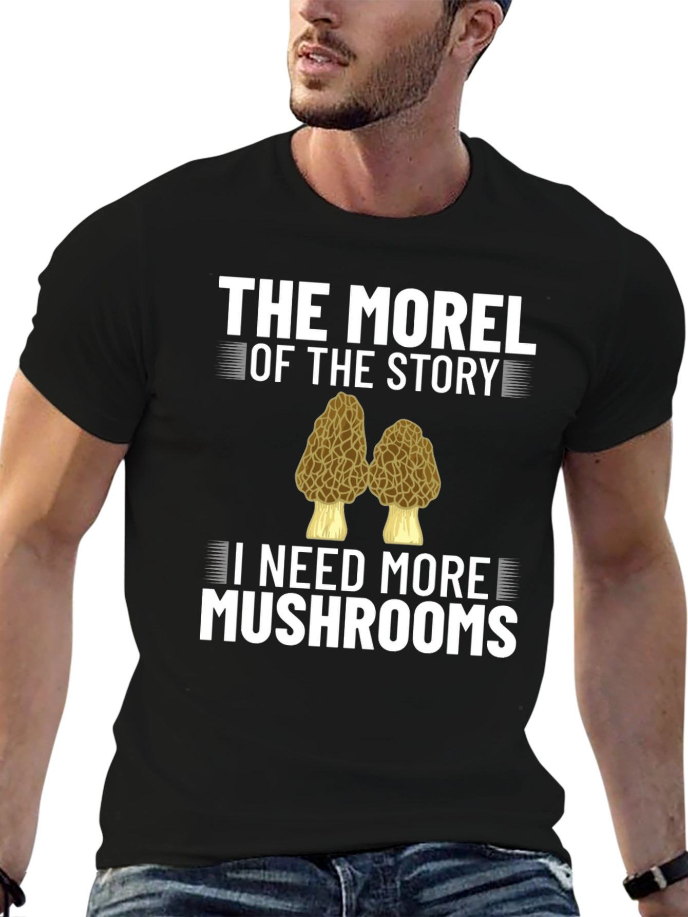 Black Morel of the Story Funny Mushroom T-Shirt view 6