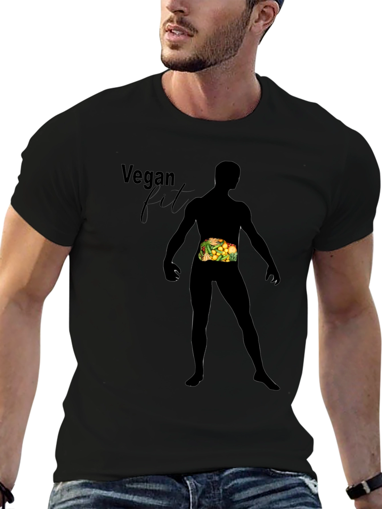 Black Vegan Fit Black T-Shirt view 6