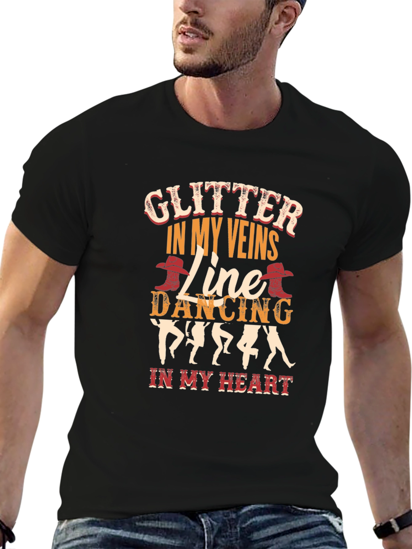 Black Glitter in My Veins Line Dancing T-Shirt view 6