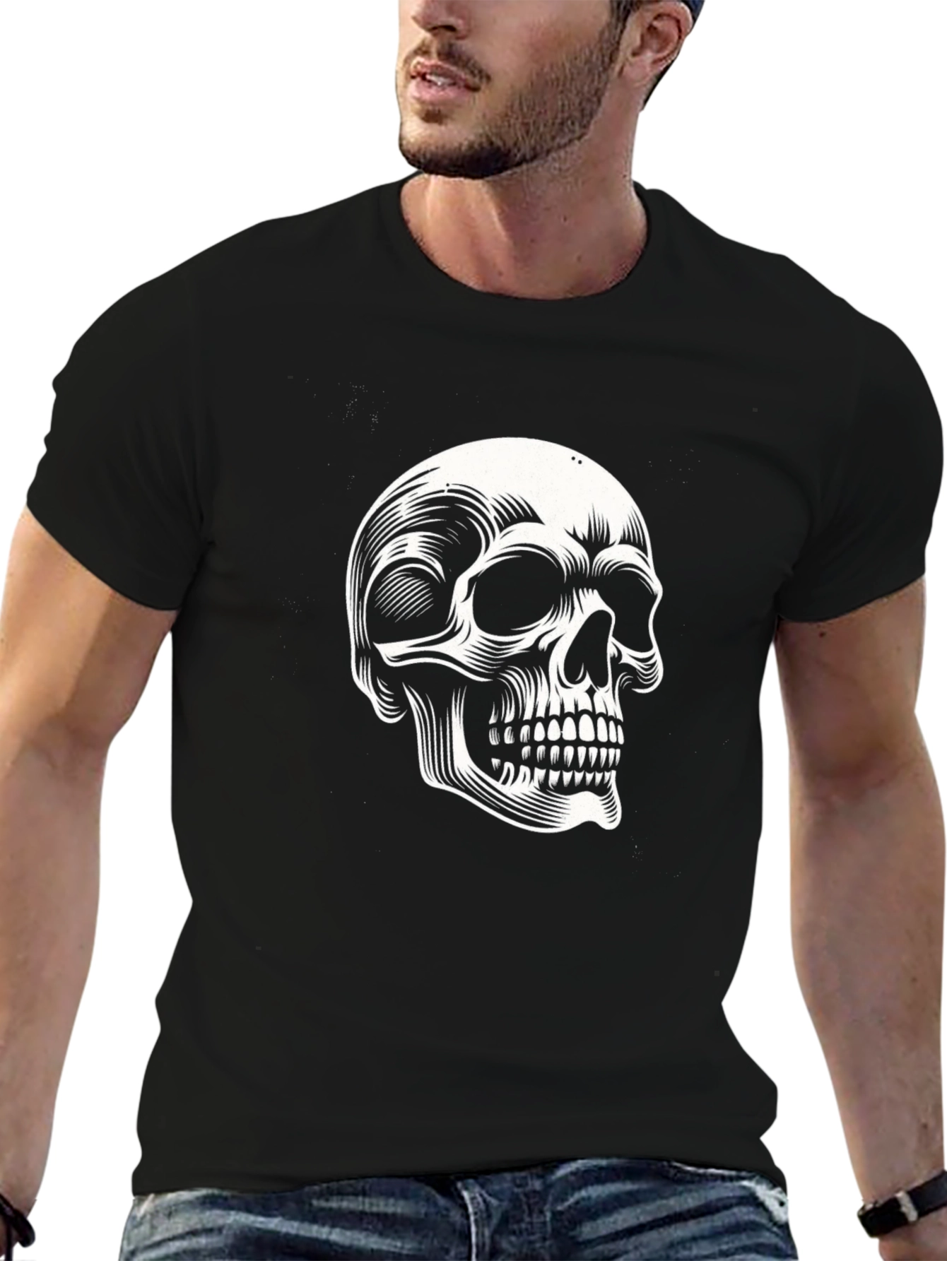 Black Skull Graphic T-Shirt - Classic Black Tee view 6