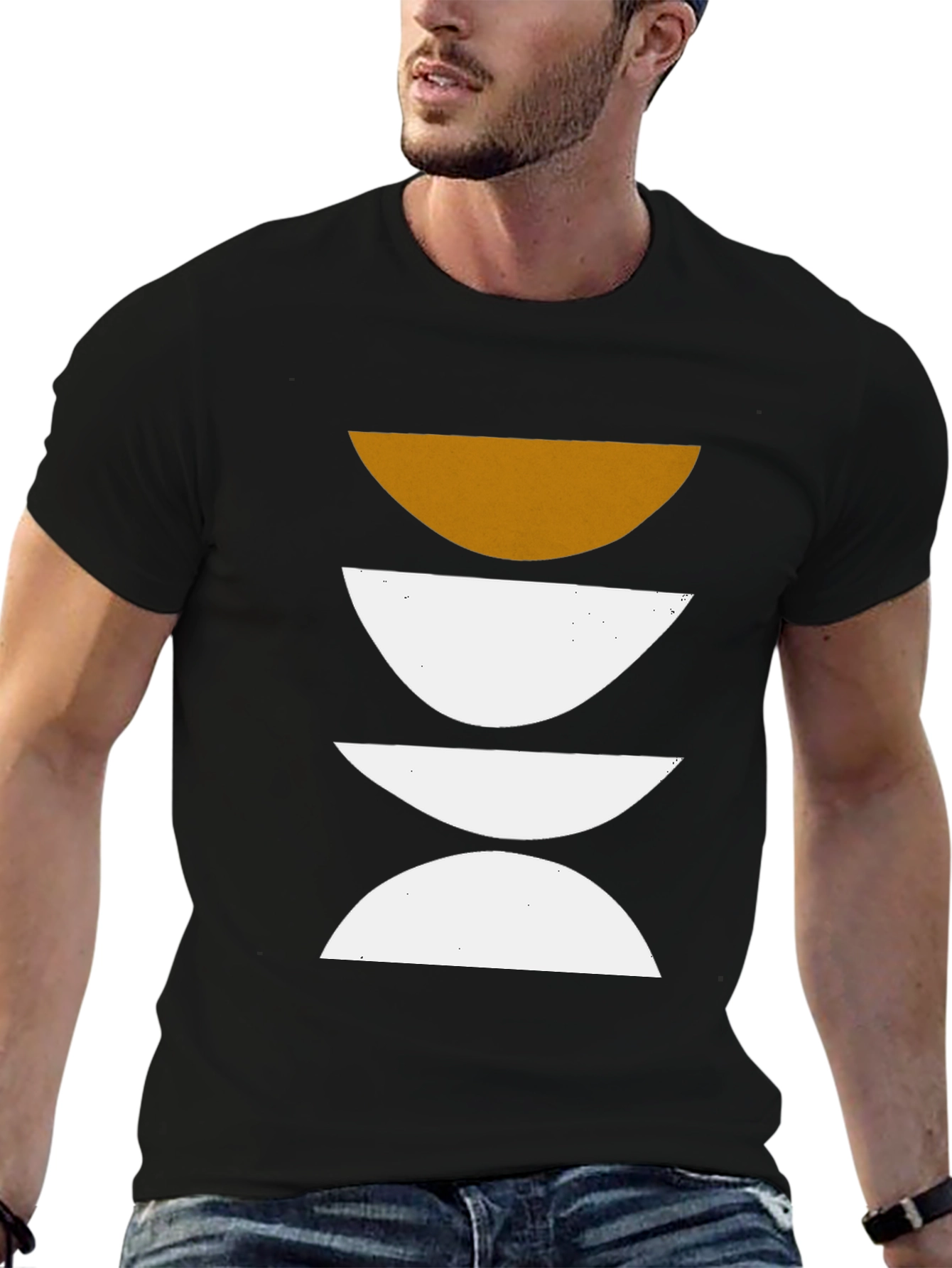 Black Modern Geometric Tee - Abstract Design view 6