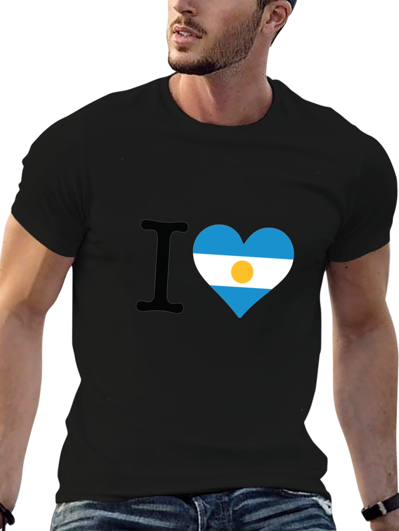 Black Argentina Flag Heart T-Shirt view 6