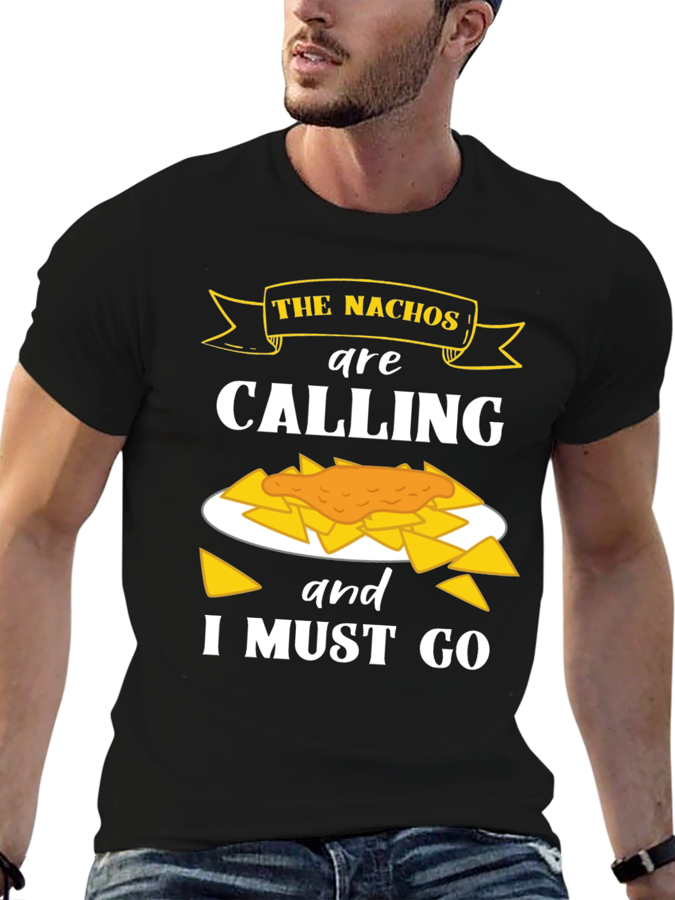 Black Nachos Calling Black Graphic T-Shirt view 6