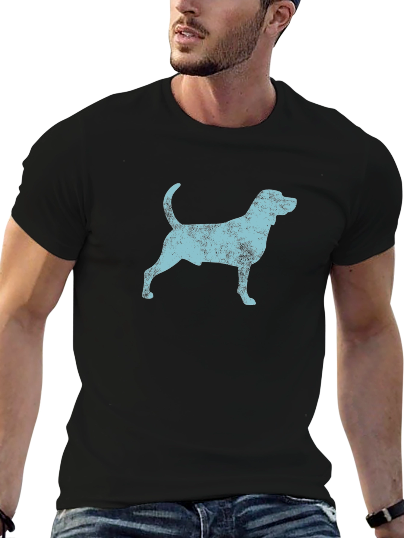 Black Distressed Dog Graphic Tee - Black view 6