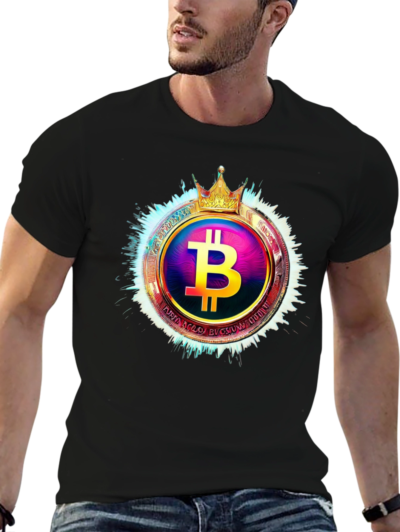 Black Bitcoin King T-Shirt - Crypto Currency Tee view 6