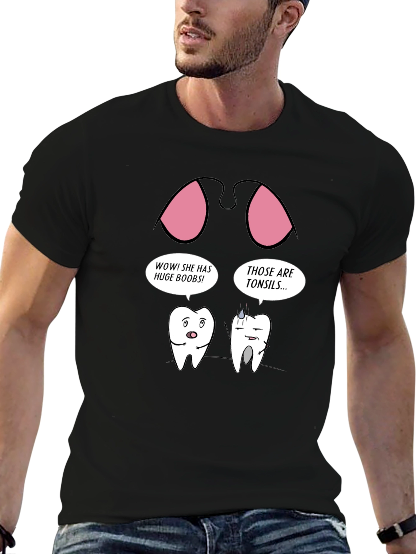 Black Humorous Tonsil T-Shirt view 6